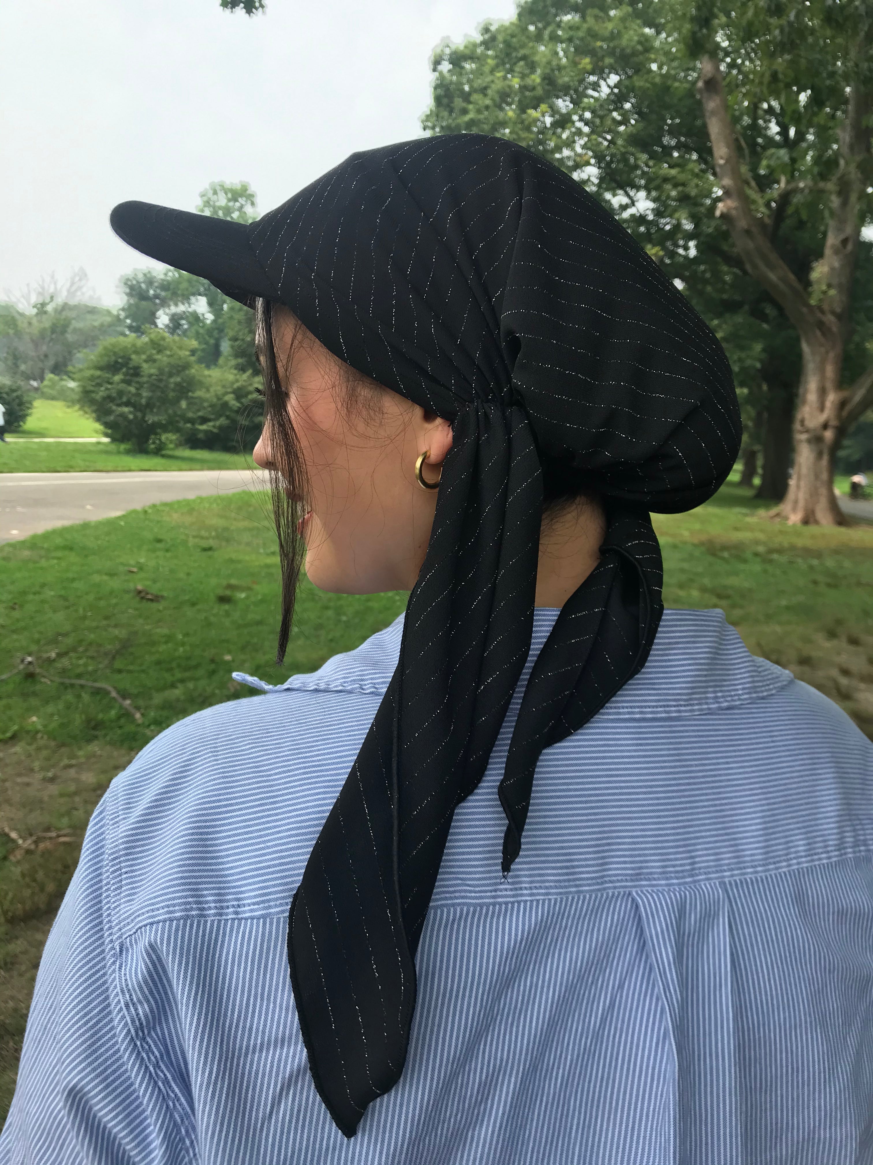 Sun Cap with Brim - UV Protection Baseball Hat & Modern Hijab Scarf - Black Silver Sun Visor for Women & Men - Perfect for Outdoor Sports, Beach, Running & Casual Wear