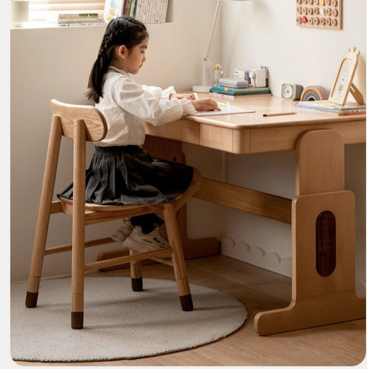 Adjustable Solid Wood Children's Chair - Oak, Beech, Birch - 3 Height Settings for Kids' Study, Dining & Playroom