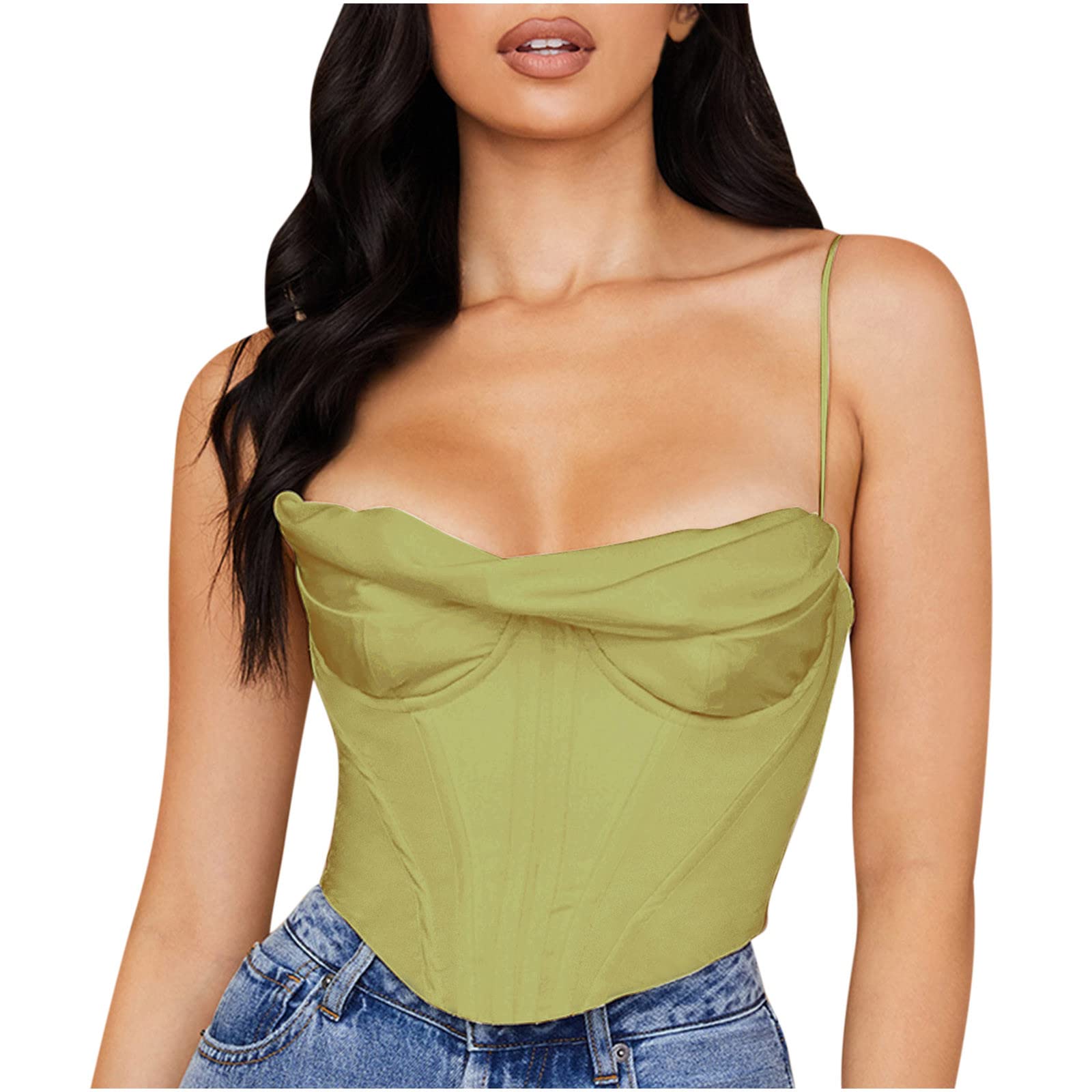 Kanzd Women's Summer Corset Tops - Sexy Sleeveless Mesh Cami Tank Tops for Women | Y2K Fashion, Casual Solid Color Crop Tops | Perfect for Beach, Club, and Summer Outfits