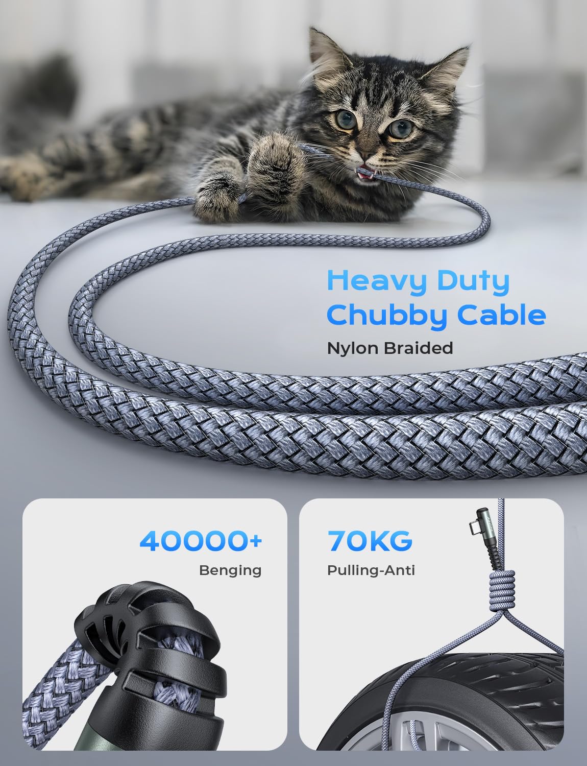 AINOPE 240W USB C to USB C Right Angle Fast Charging Cable [10FT] - USB C to USB C Charger Cord for iPhone 16/15 Pro Max/Plus, MacBook, iPad Pro, Samsung Galaxy S25, Pixel & More - Perfect for Home, Office & Travel Charging