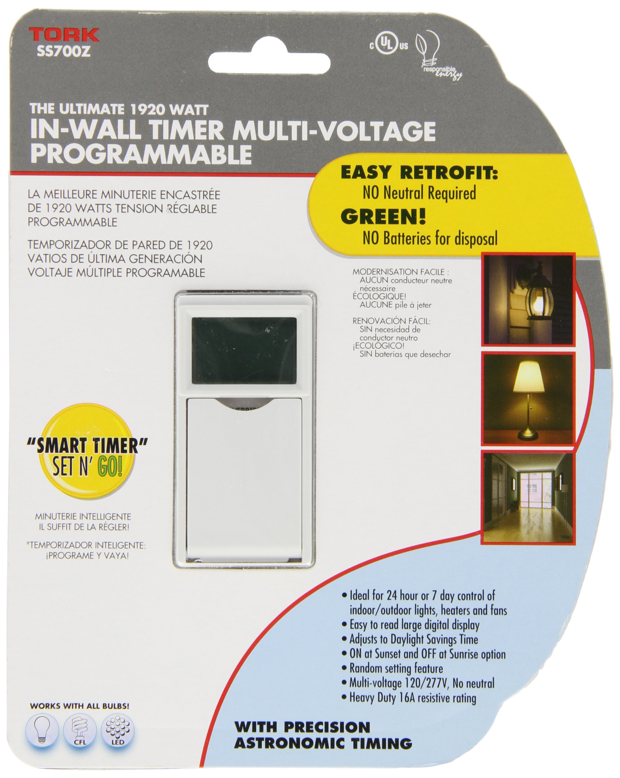 Sunset/Sunrise Astronomic 7-Day In-Wall Timer - 120/277VAC SPST Switch - White - Perfect for Home Automation & Outdoor Lighting Control