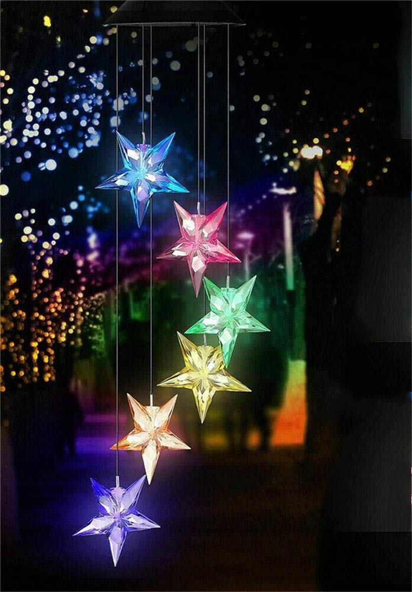 Solar Wind Chime with LED Color Changing Lights - Outdoor Solar Powered Decor for Patio, Garden, Yard - Romantic Ambiance for Evenings & Special Occasions