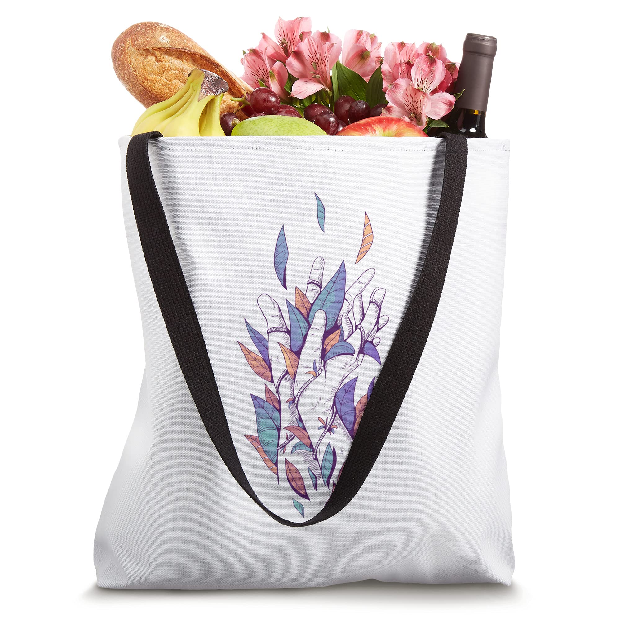 Eco-Friendly Leaf Print Tote Bag - Reusable Cotton Shopping Bag with Nature-Inspired Design for Groceries, Beach & Daily Use
