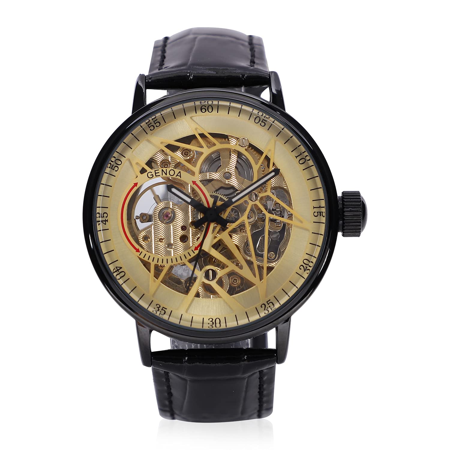 Shop LC Genoa Automatic Mechanical Watch for Men - 41mm Leather Strap - Self-Winding Movement - Perfect Gift for Father's Day, Birthday & Anniversary - Ideal for Business, Formal & Casual Wear