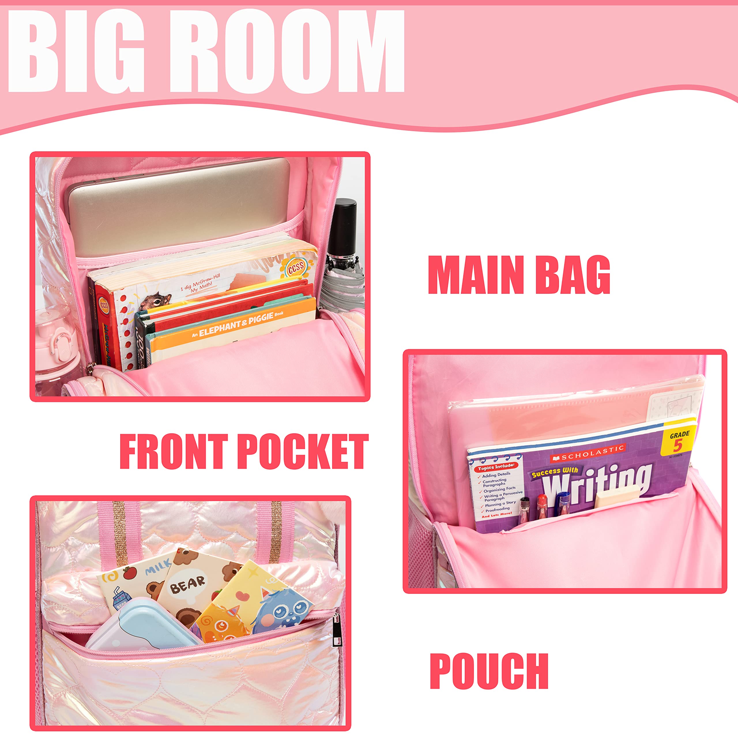 **Rolling Backpack for Girls - Kids Wheeled School Backpack with Lunch Bag - Lightweight & Durable for Elementary School - Perfect for Travel, Commuting & Daily Use**