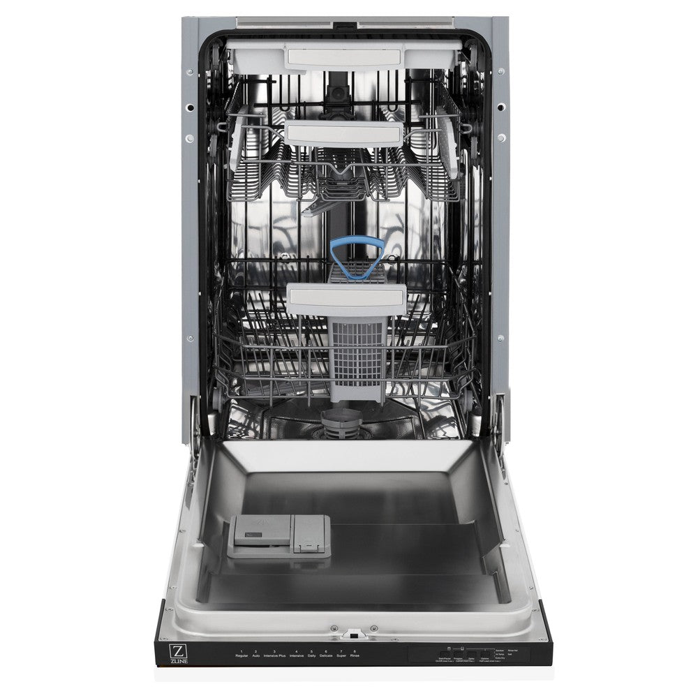 ZLINE 18 Inch Tallac Series 3rd Rack Top Control Dishwasher - White Matte Panel, 51dBa Ultra Quiet (DWV WM 18) | Perfect for Modern Kitchens, Small Spaces & Energy-Efficient Homes