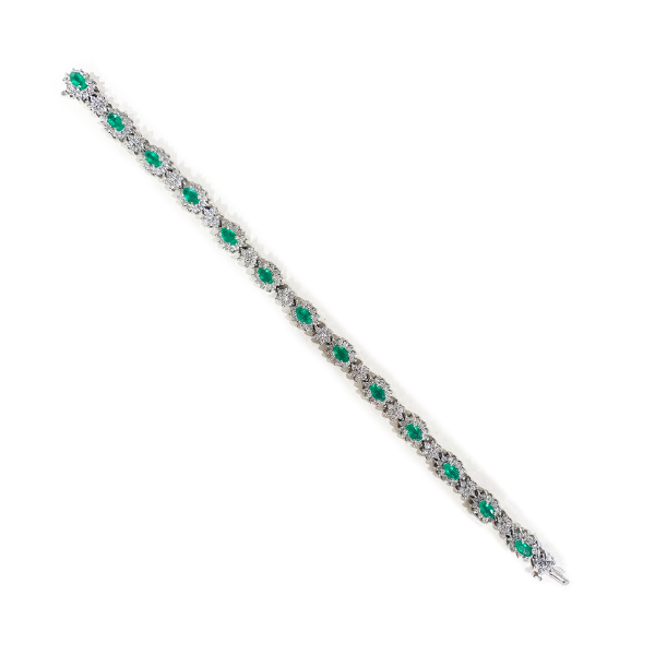 18K White Gold Emerald Bracelet for Women - Elegant Green Gemstone Jewelry Gift for Birthday, Anniversary & Special Occasions