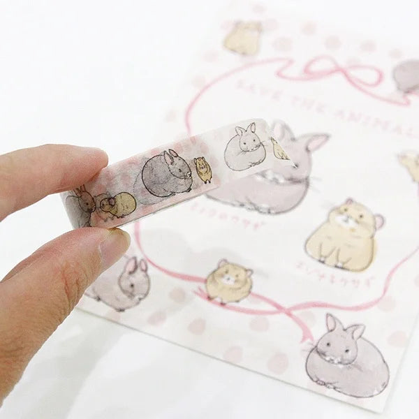 Cute Bunny & Pika Washi Tape Set - Japanese Decorative Paper Tape for Scrapbooking, Journaling, DIY Crafts - Perfect for Bullet Journals, Gift Wrapping & Home Decor