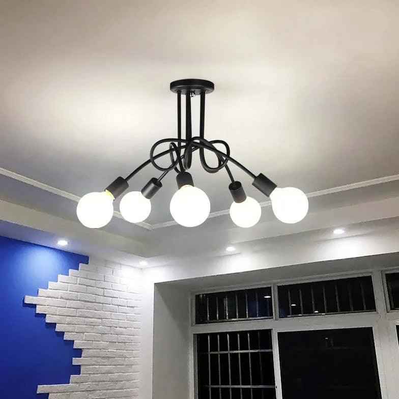 Elegant White Multi-Bulb Entwined Ceiling Light Fixture - Perfect for Living Room, Bedroom, and Dining Room Lighting Decor