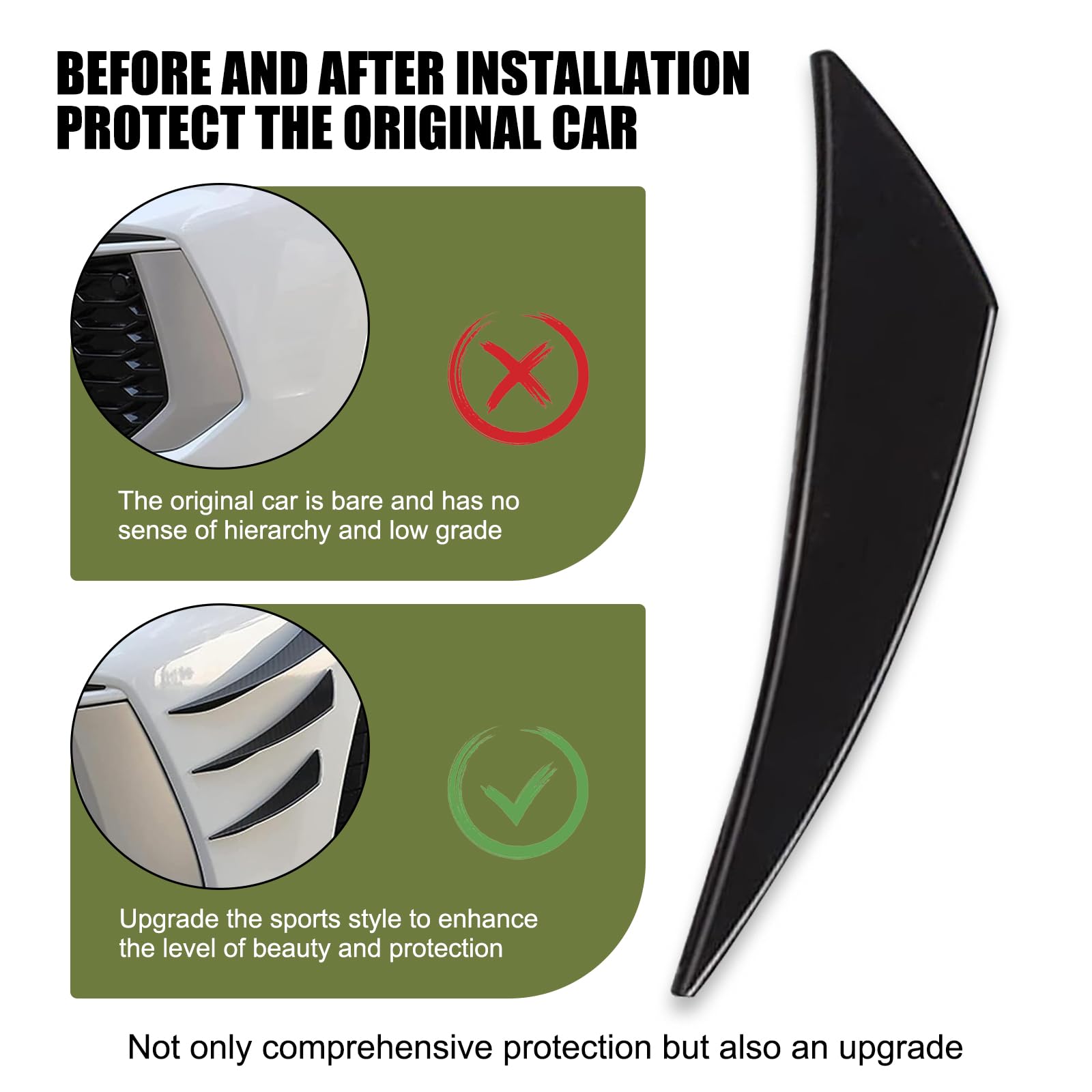 6 PCS Universal Car Front Bumper Lip Splitter Kit - Glossy Black Soft Rubber Spoiler & Anti-Collision Protection - Perfect for Sports Cars, Sedans & Tuner Vehicles - Enhances Style & Protects Bumper from Scratches