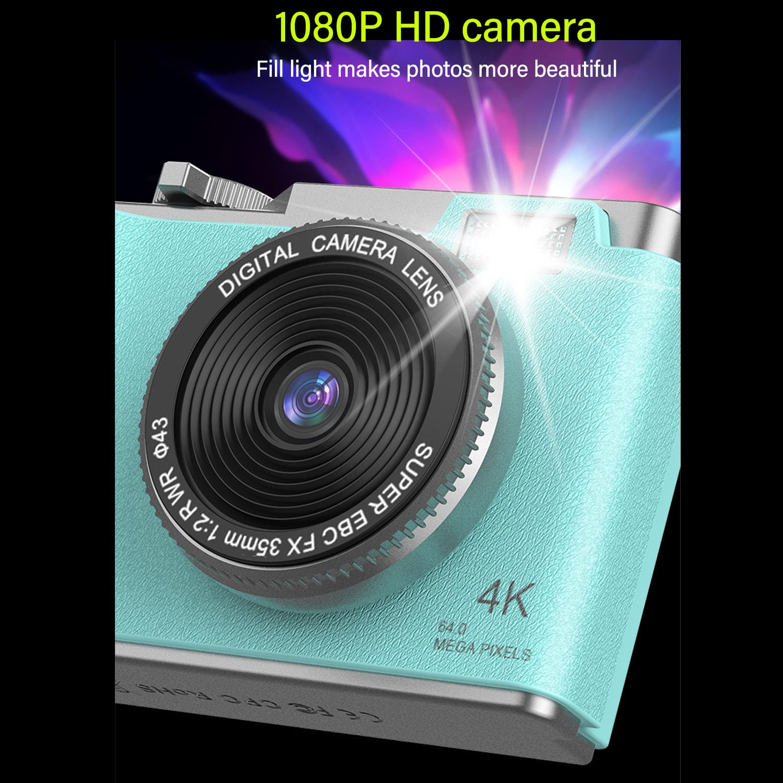 48MP 1080P Digital Camera for Vlogging - 16X Zoom Compact Point and Shoot Camera with 2.4