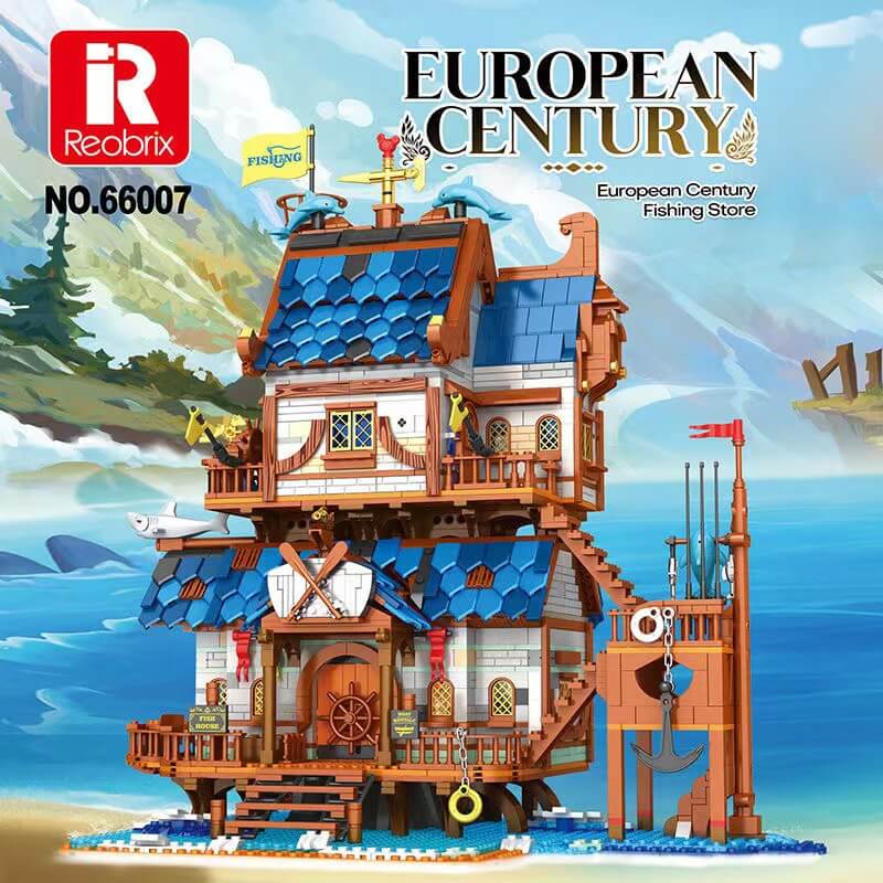 Reobrix 66007 Fishing Store Building Blocks Set - 2450PCS Creative Model Kit for Adults & Kids, Perfect for Home Decoration, Gift, and Relaxation