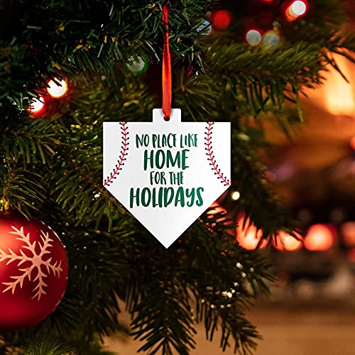 Hand-Painted Baseball Ceramic Ornament - 'No Place Like Home' Baseball Home Plate Christmas Decoration | Perfect for MLB Fans, Sports Themed Holiday Decor & Gift for Baseball Players