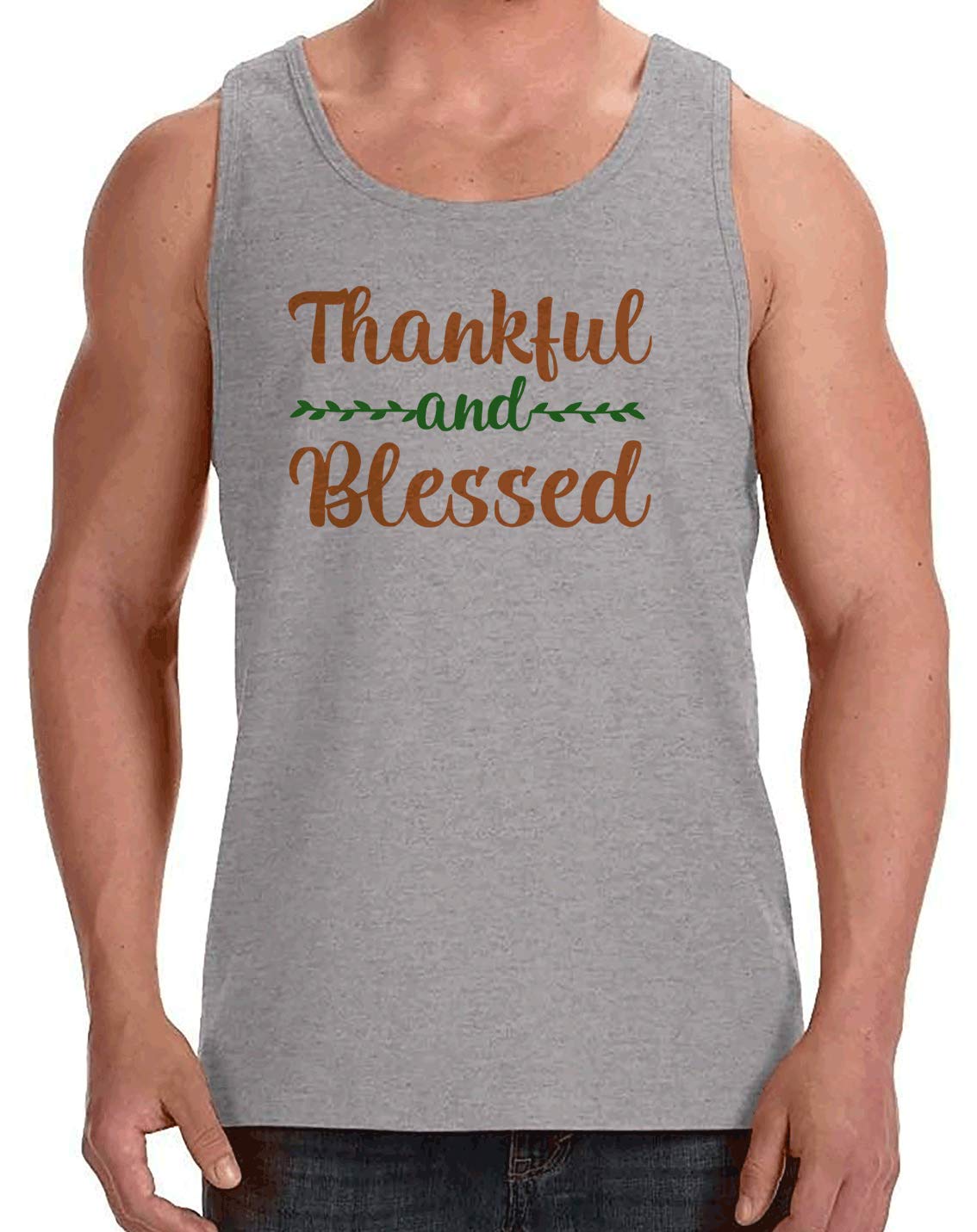 7 ate 9 Apparel Men's Thankful and Blessed Graphic T-Shirt - Comfortable Casual Christian Tee for Church, Family Gatherings & Daily Wear