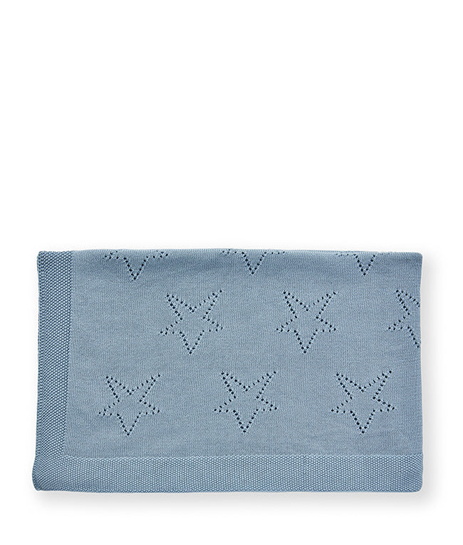 Personalized Baby Blanket with Star Design - Soft Blue Baby Gift for Newborns, Christening & Nursery Decor | Perfect for Swaddling, Stroller & Photo Shoots