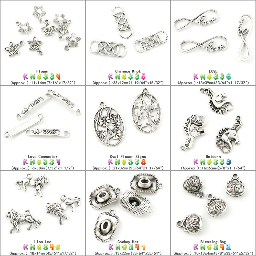 900 PCS Antique Silver Tone Charms for Jewelry Making - DIY Pendants, Bracelets & Necklaces - Bulk Charm Findings Supplies (KN0342) - Perfect for Blessing Bags, Boho Crafts & Vintage Style Accessories