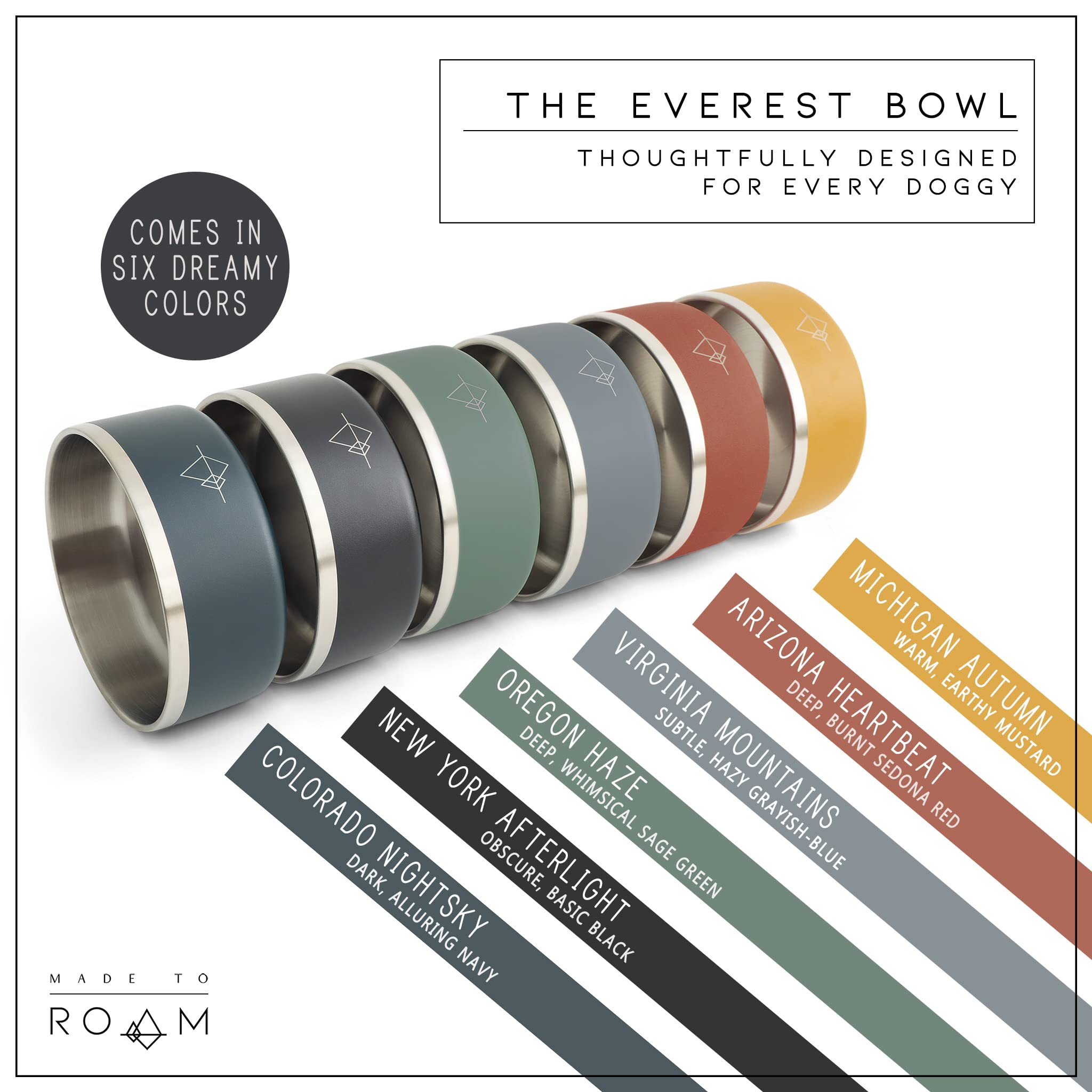 Premium Everest Stainless Steel Double-Walled Vacuum-Insulated Dog Bowl - 64oz Non-Slip Pet Food & Water Dish for Travel, Camping & Outdoor Adventures (Michigan Autumn Color)