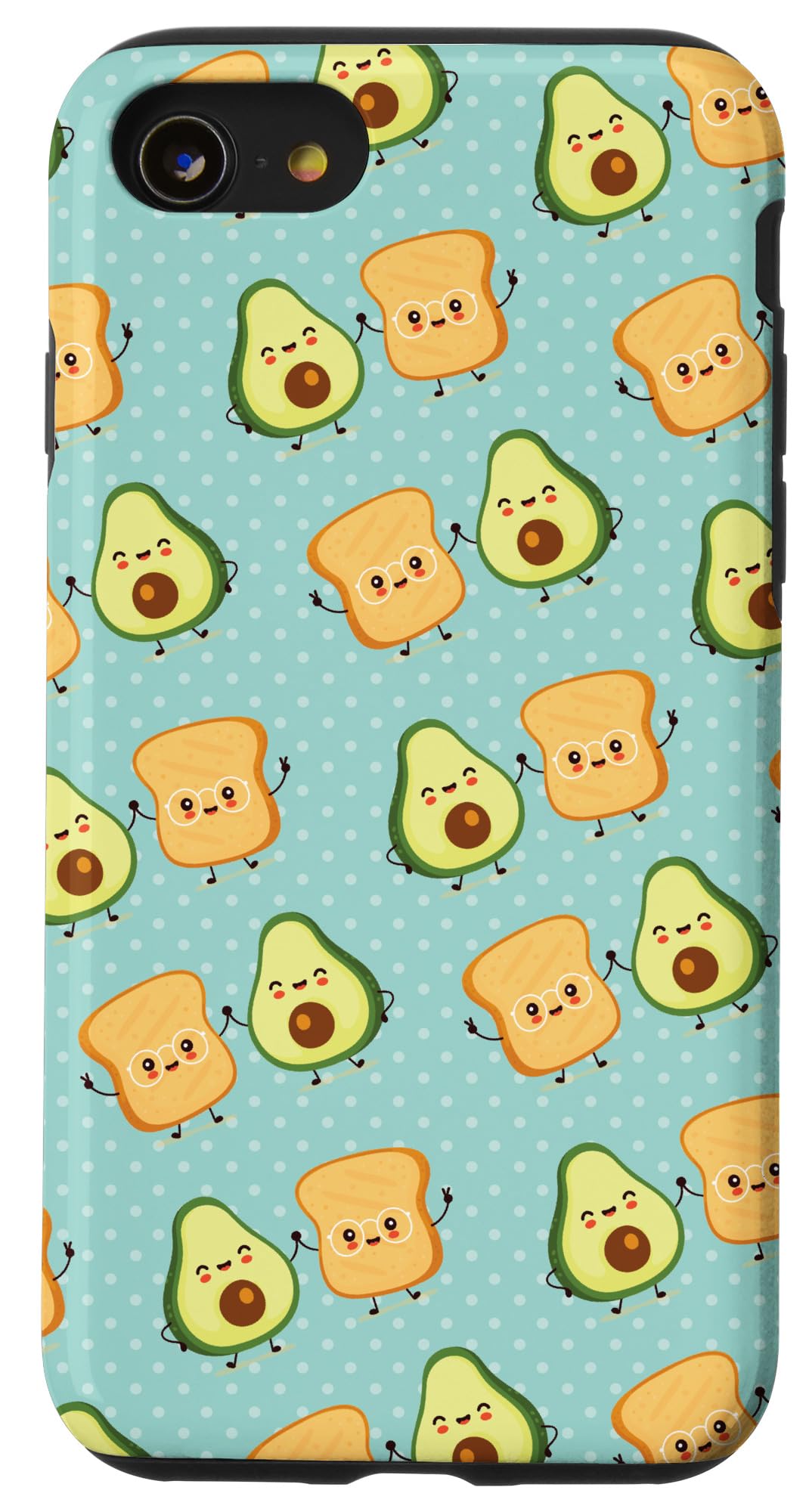 Funny Anime Kawaii Avocado Toast Bread iPhone Case for iPhone SE (2020)/7/8 - Cute Protective Cover for Food Lovers & Anime Fans - Perfect for Daily Use, School, Work & Travel