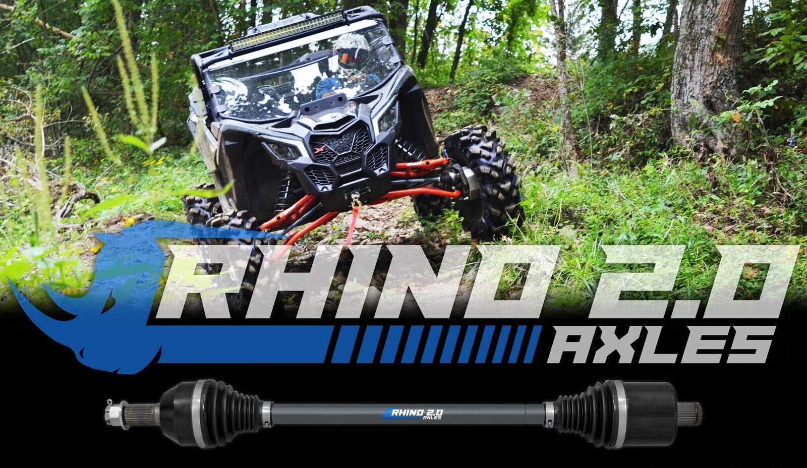 SuperATV Heavy Duty Rhino Front Axle for Polaris Sportsman 550/850/1000 - 4340 Chromoly Steel Construction with Synthetic Grease for CV Cooling & Maximized Shaft Size - Perfect for Off-Roading, Mudding & Trail Riding Adventures