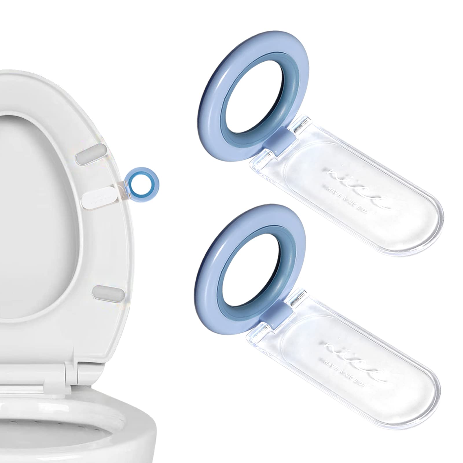 Blue Toilet Seat Handle & Lid Lifter - 2 Pack for Sanitary Bathroom Use