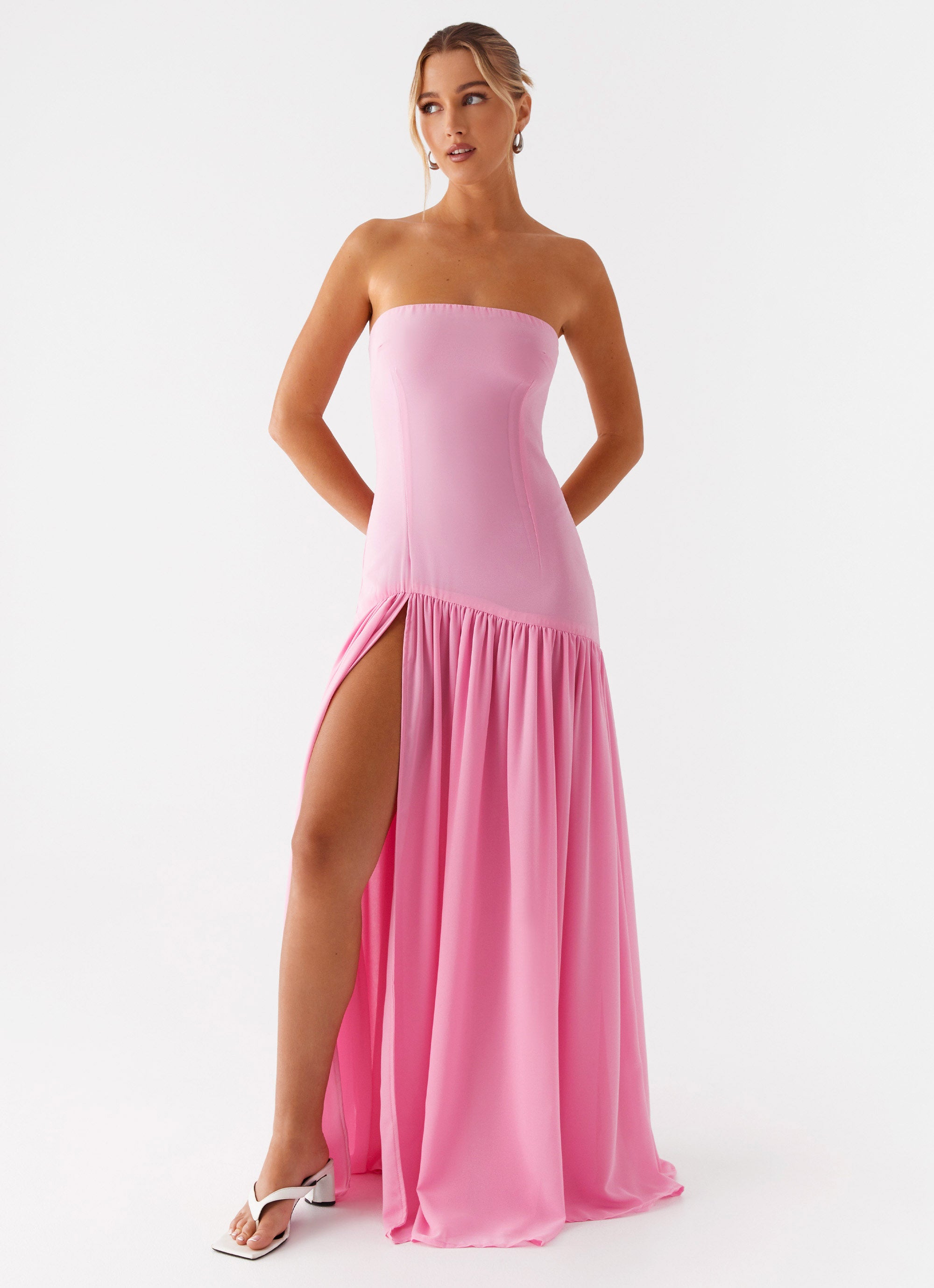 Eden Strapless Maxi Dress for Women - Flowy Long Summer Dress in Pink | Perfect for Beach Vacations, Weddings & Date Nights