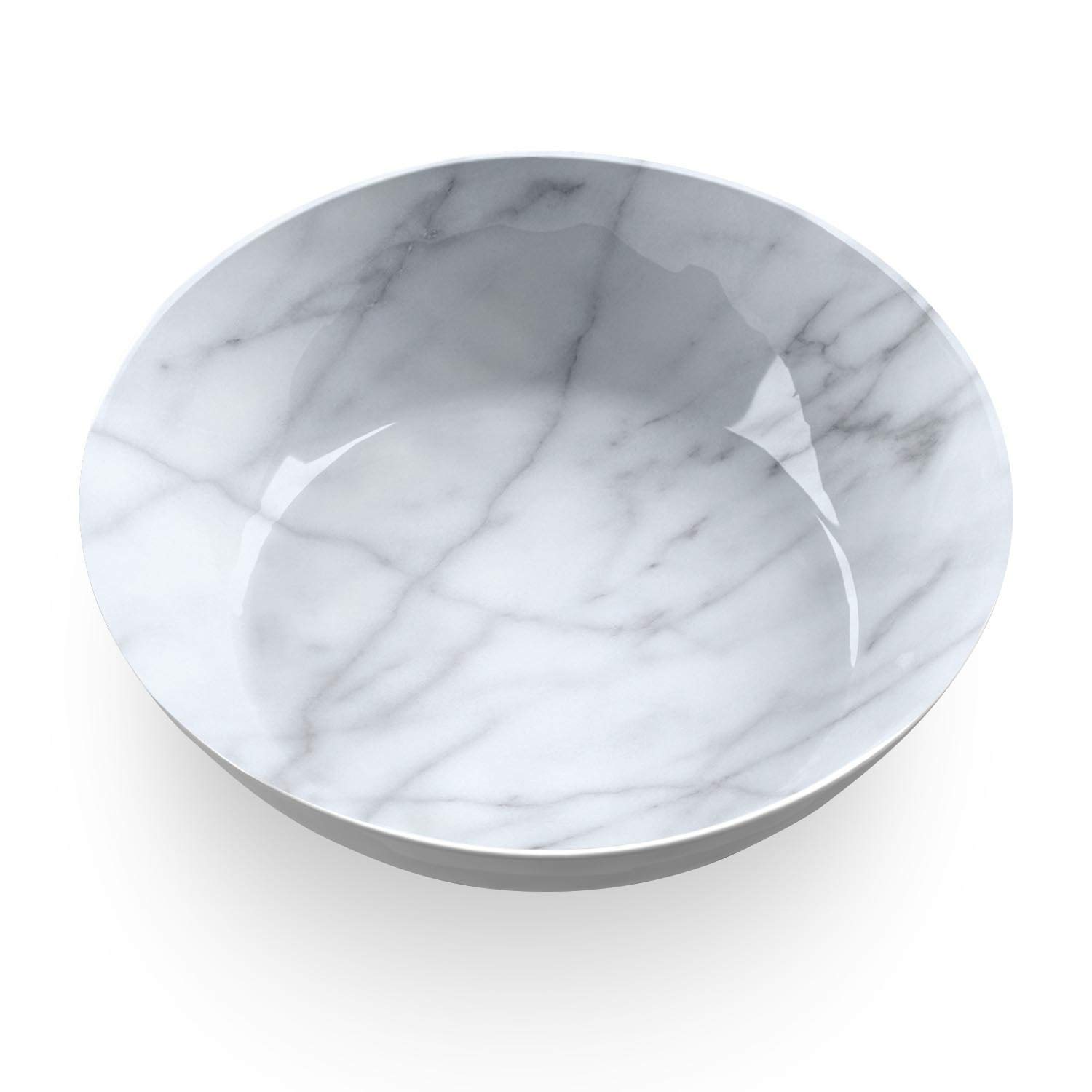 Premium Carrara Marble Melamine Bowls - Set of 6 (25 oz Each) - Durable & Stylish Serving Bowls for Salads, Snacks, and Entertaining - Dishwasher Safe & Shatterproof