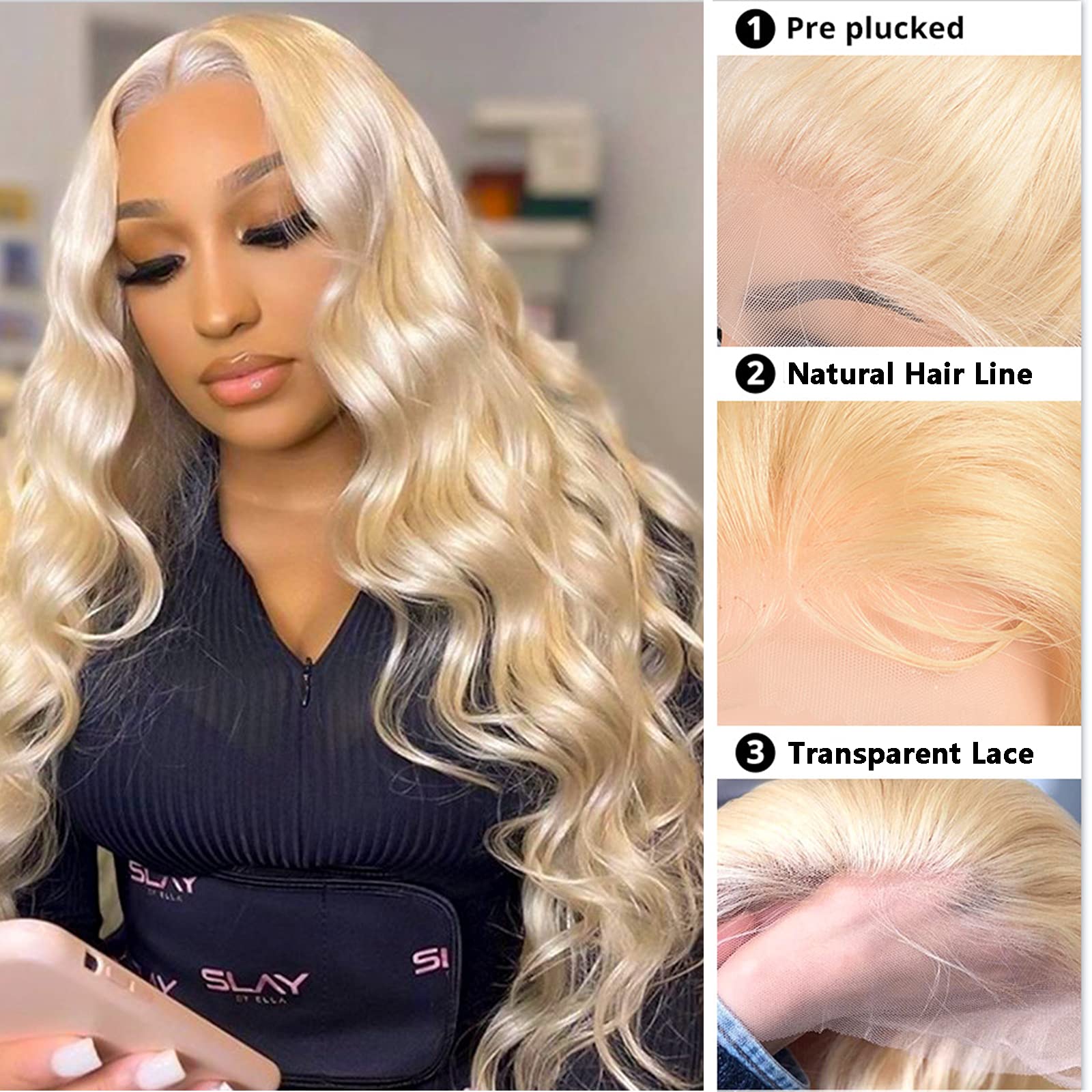 613 Blonde Lace Front Wig Human Hair - 28 Inch Body Wave 13x4 HD Lace Frontal Wig with Pre-Plucked Hairline, 180% Density & Baby Hair | Perfect for Cosplay, Daily Wear & Special Occasions