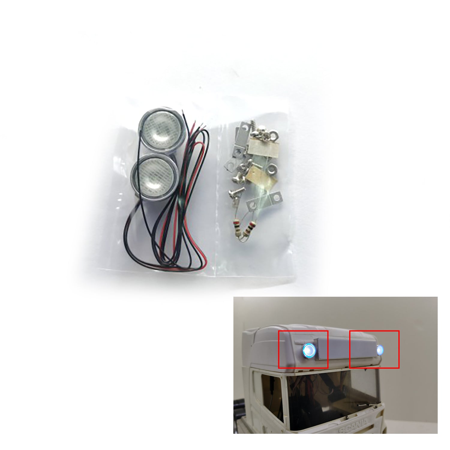 1/14 Scale Universal LED Light Kit for Tamiya 56323 RC Tractor & Construction Vehicles - Durable Spare Parts for Radio Controlled Trucks - Perfect for Nighttime Operation & Realistic Model Displays