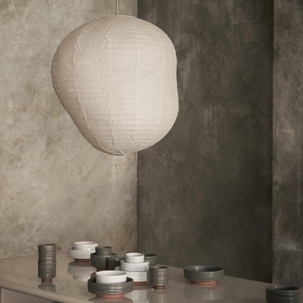 FERM LIVING Kurbis Natural Rattan Pendant Lamp Shade 60cm - Boho Chic Ceiling Light Fixture for Living Room, Bedroom & Dining Room Decor