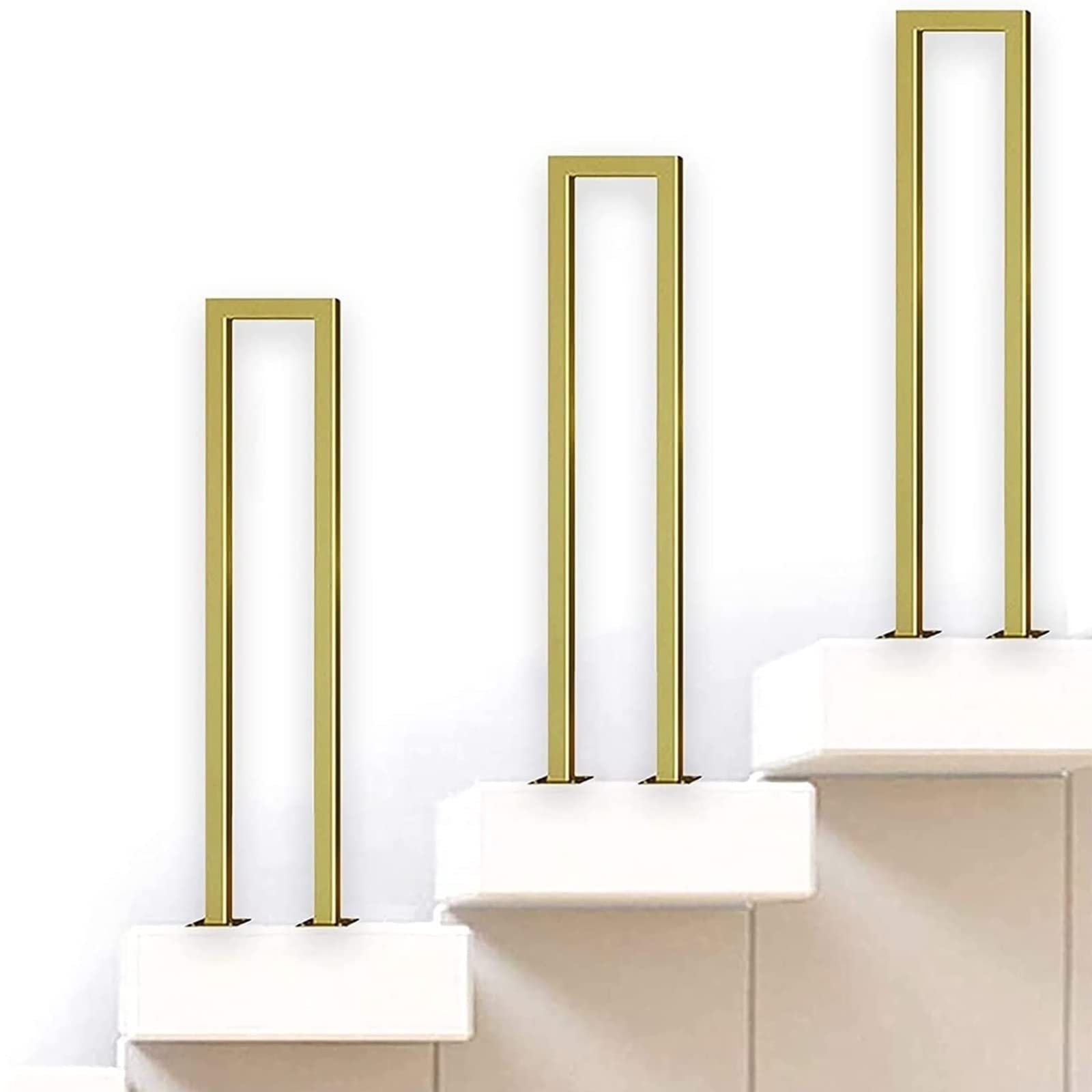 **Sturdy Metal Deck Railing Brackets - Golden Safety Fence for Stairs & Balcony, Horizontal Handrail for Elderly & Child Safety, Easy DIY Installation (Outdoor/Indoor Use)**