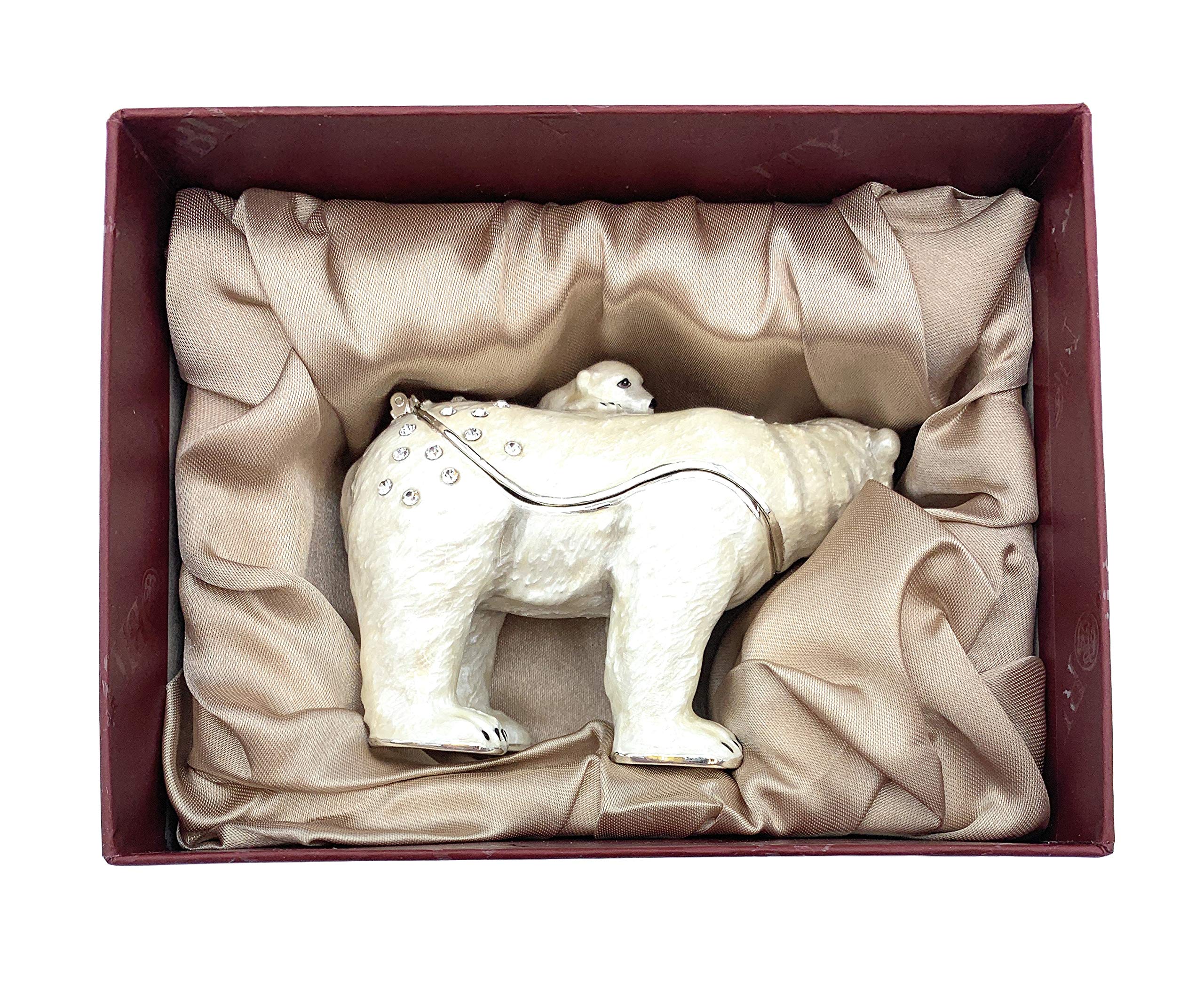 Polar Bear & Cub Trinket Box with Austrian Crystals - Perfect Gift for Collectors