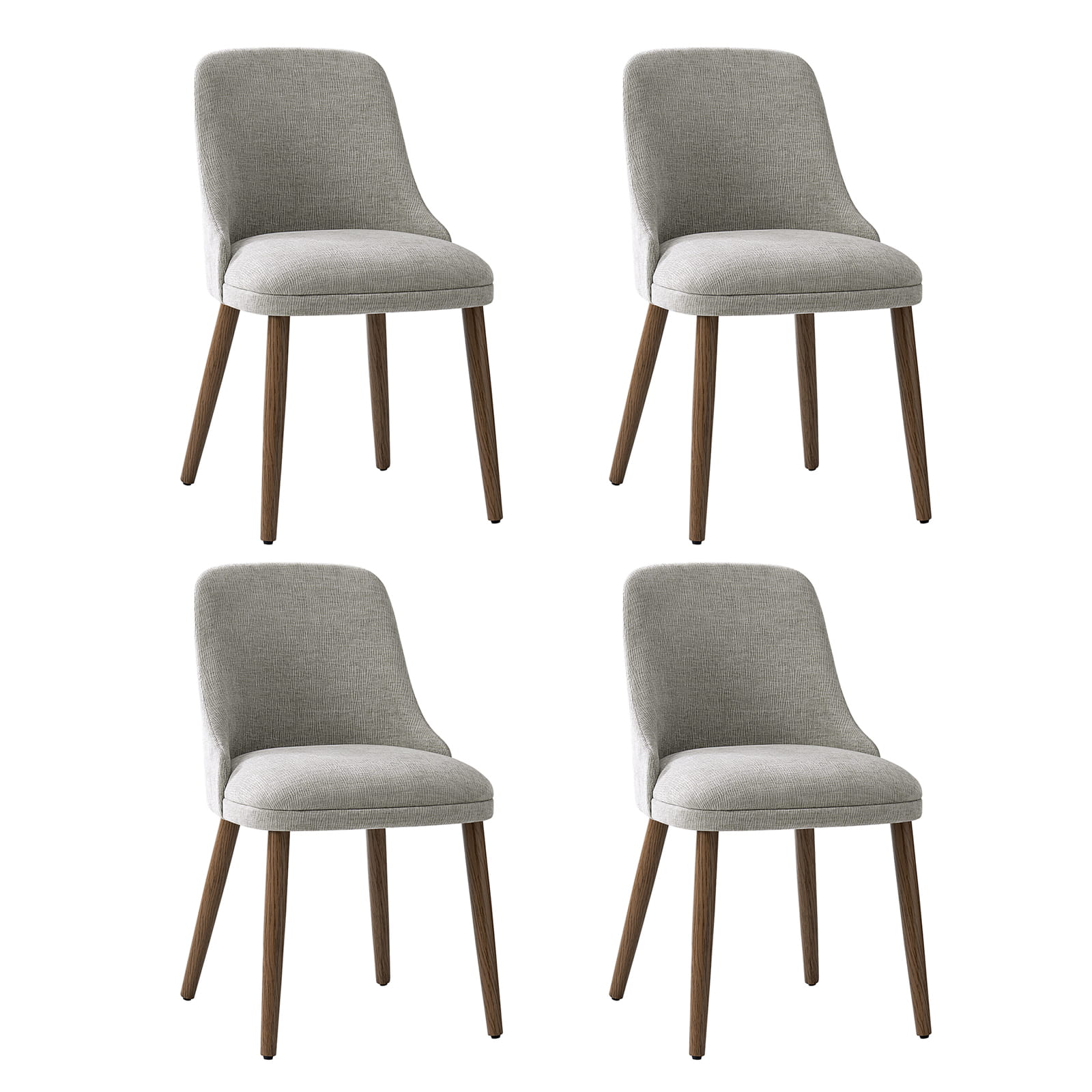 Zara Dining Chairs Set of 2/4/6 - Modern Curved Backrest with Natural Wood Legs & Plush Cushion - Perfect for Kitchen, Dining Room, or Breakfast Nook
