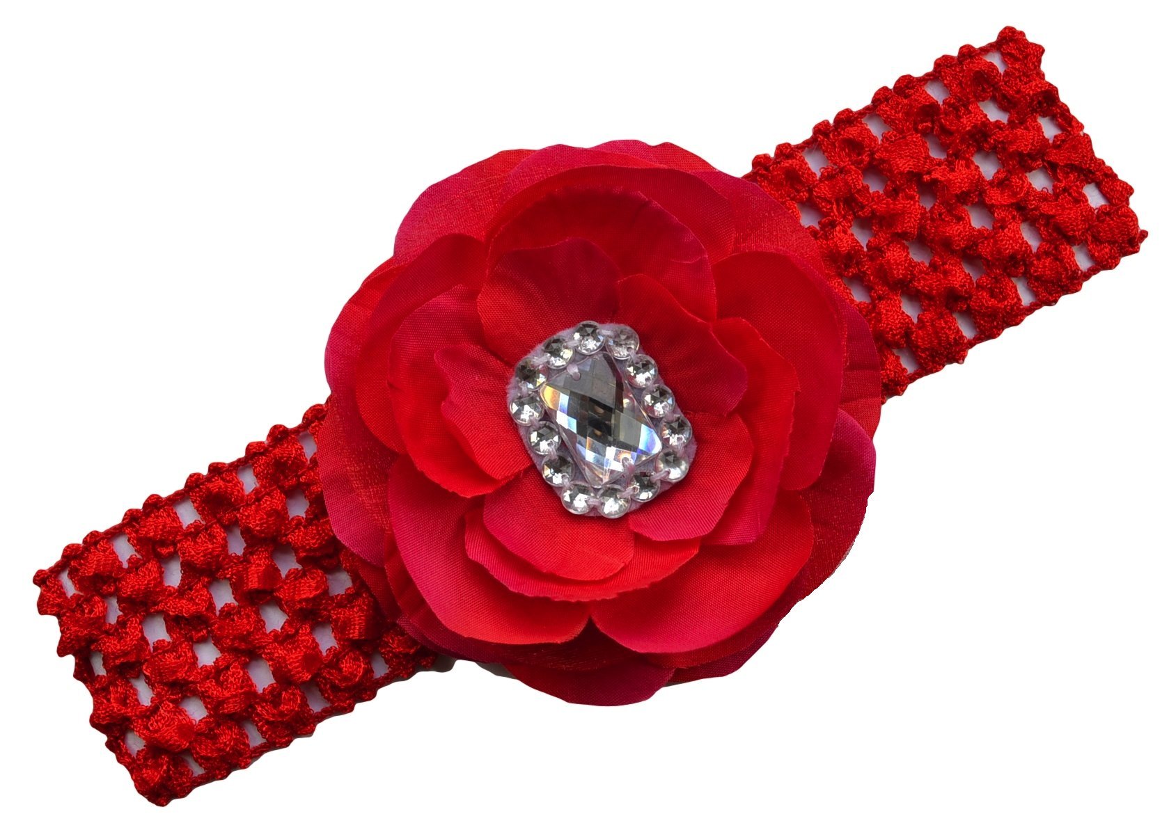 Scarlett Silk Flower Crochet Headband for Baby & Toddler Girls - Adorable Hair Accessory for Photos, Parties & Everyday Wear