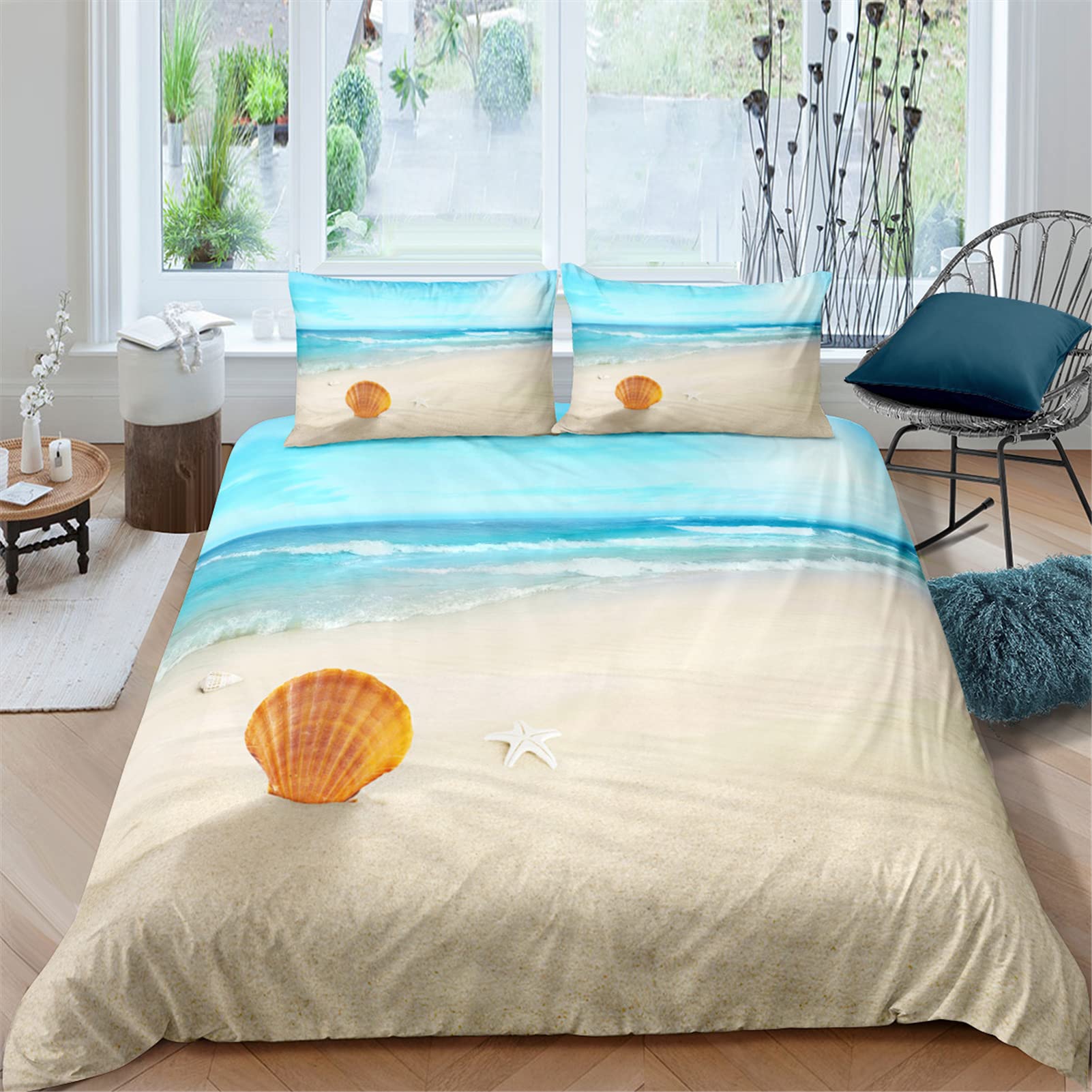 Hawaiian Vacation Twin Duvet Cover Set for Boys & Kids - Ocean Bed Beach Nature Themed 2-Piece Microfiber Bedding (1 Duvet Cover + 1 Pillowcase) - Perfect for Beach-Themed Kids' Rooms, Summer Decor & Tropical Bedroom Makeovers