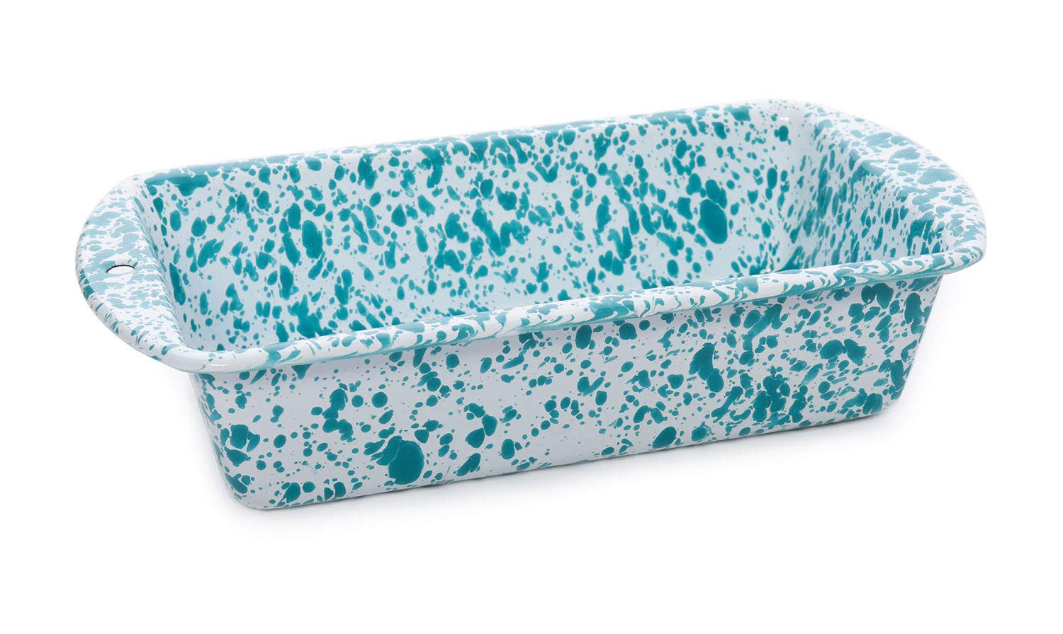 Vintage Enamelware Bread Loaf Pan - Turquoise Marble Design | Rustic Baking Dish for Homemade Bread, Cakes & Desserts | Perfect for Farmhouse Kitchens & Gift Giving