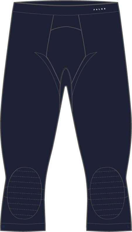 FALKE Men's Wool 3/4 Tights for Running & Cycling - Dark Night Navy - Extra Extra Large (XXL) - Thermal Winter Base Layer for Outdoor Sports & Cold Weather Activities
