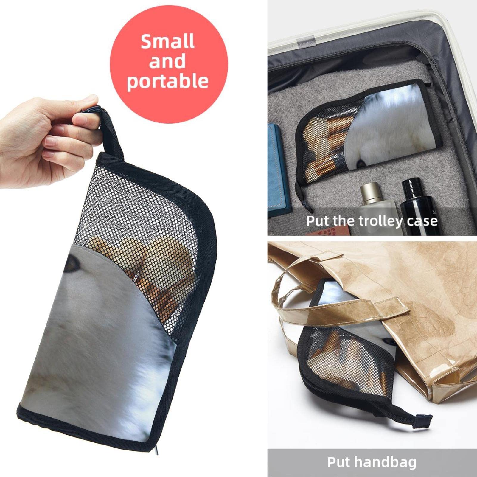 12-Piece Makeup Brush Organizer Bag with Cute White Fox Design - Portable Cosmetic Brush Holder Case for Travel, Home, and Professional Use