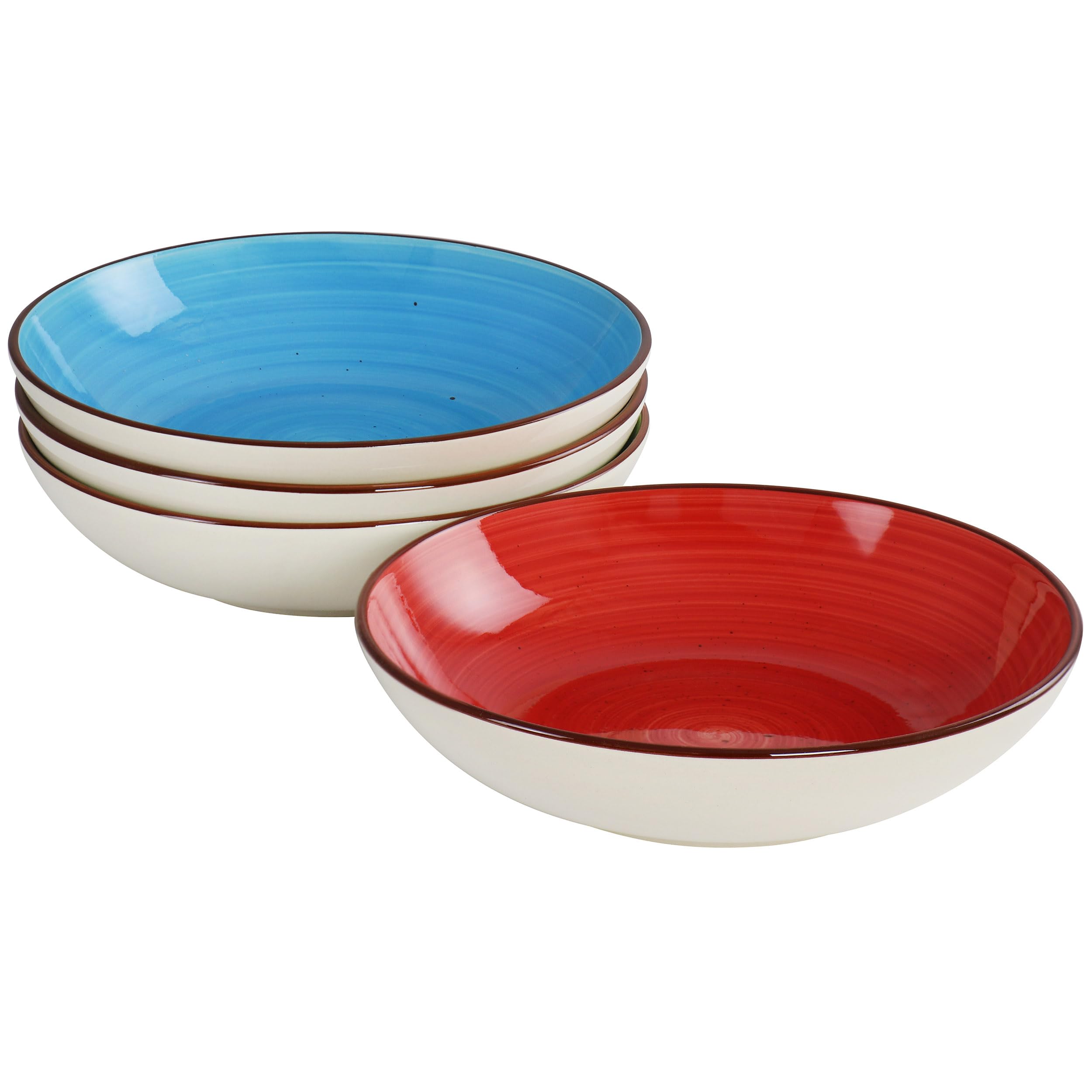 Elama 12-Piece Stoneware Dinnerware Set - Double Bowl Plates, Bowls & Mugs - Durable Mason Style for Everyday Dining, Family Meals & Entertaining