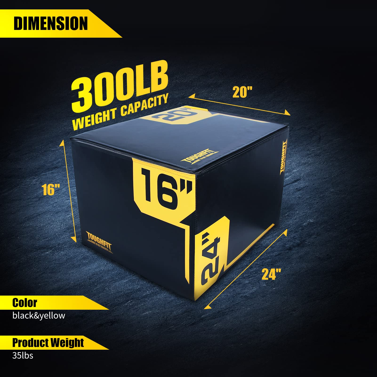 3-in-1 Adjustable Height Plyo Box - High Density Foam Jump Box for CrossFit, MMA & Home Gym Workouts - PVC Covered Plyometric Training Platform for Box Jumps, Step Ups & Fitness Exercises