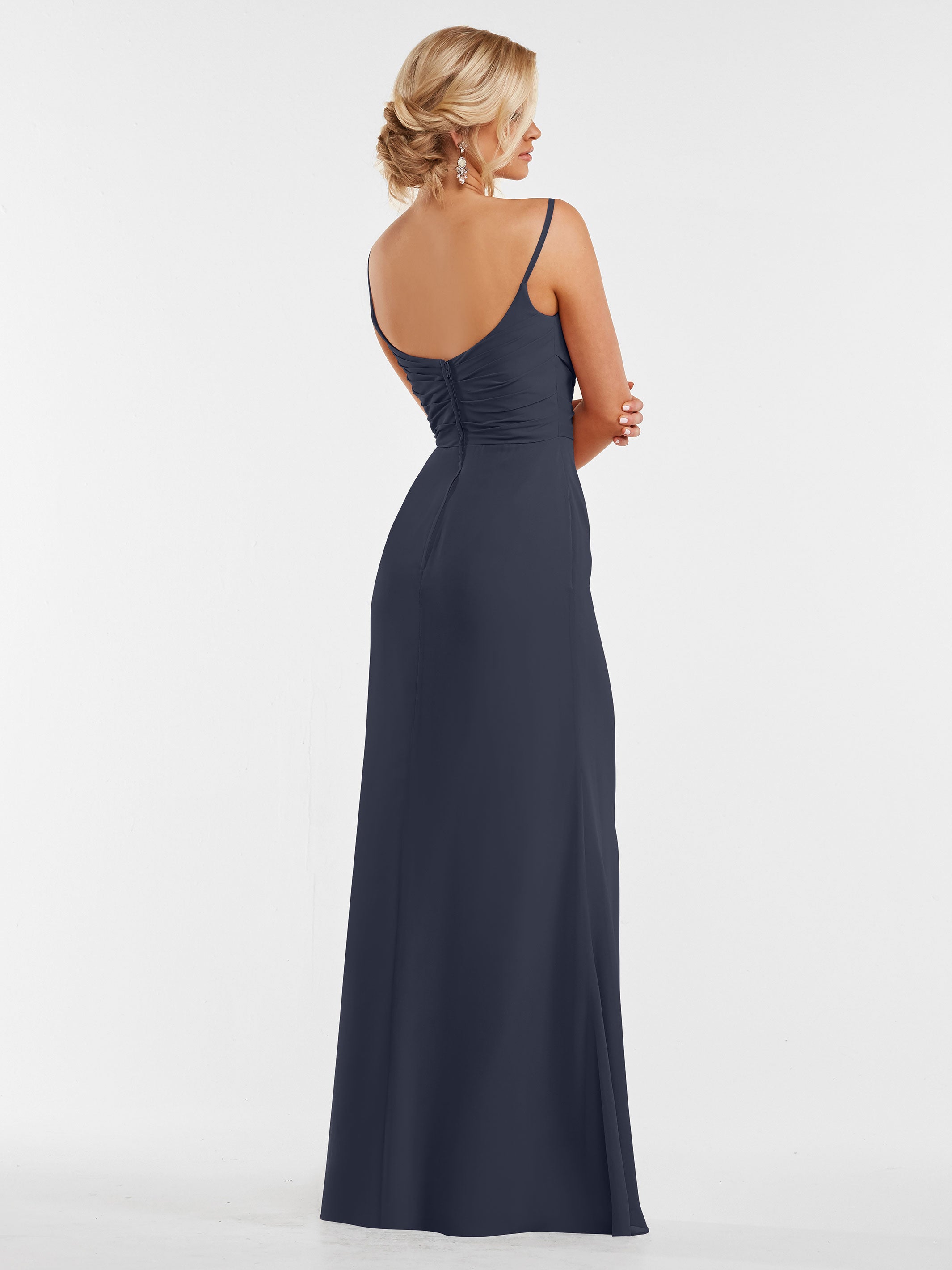 Elegant 80169 Chiffon Sheath Bridesmaid Dress with Pleated Bodice - Perfect for Weddings, Formal Events & Special Occasions