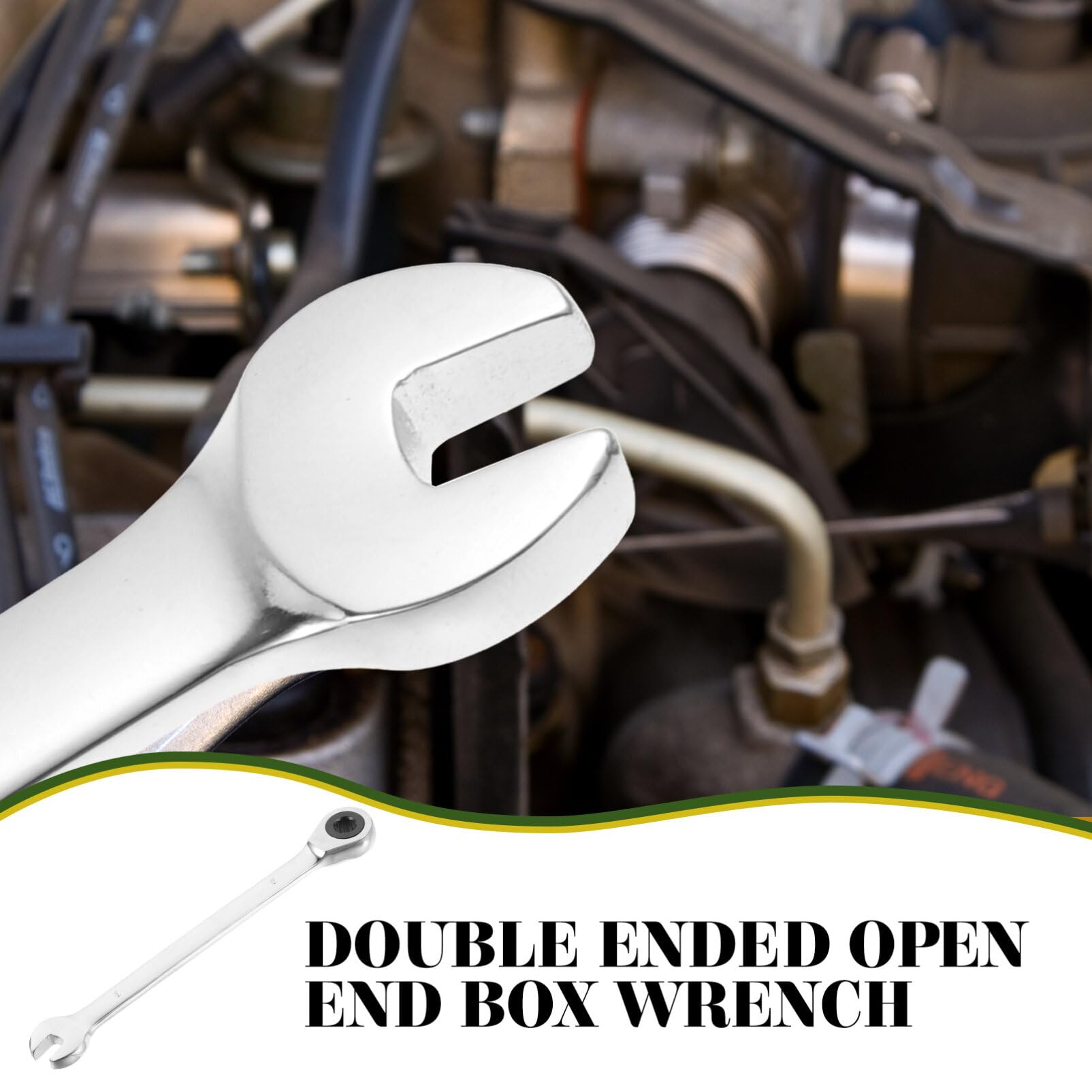 Mipcase 870 Swivel Ratchet Wrench Set - 8mm Metric Adjustable Combination Spanner Tool Kit with Rotating Sockets for Automotive, DIY & Home Repair (Ideal for Tight Spaces & Fastener Work)