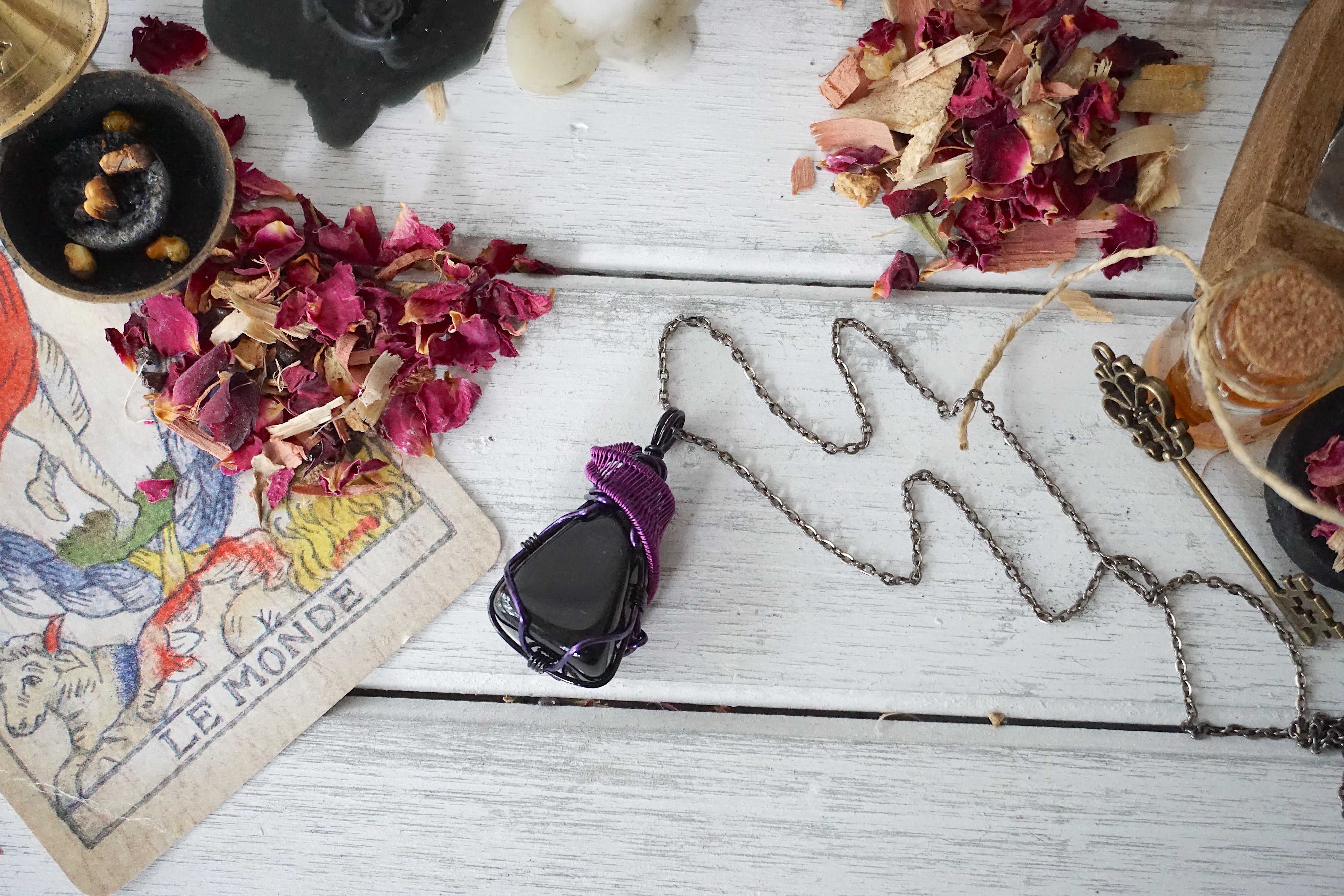 AURA OBSIDIAN COLLECTION - Obsidian Violet Necklace for Women | Elegant Healing Crystal Jewelry for Meditation, Yoga & Spiritual Protection | Perfect Gift for Birthdays & Anniversaries