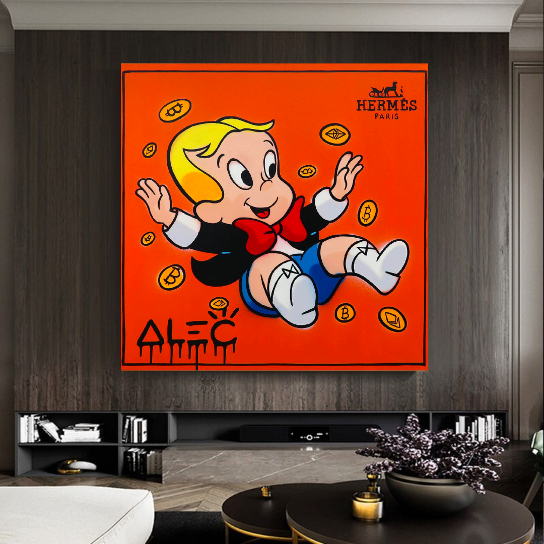 Alec Monopoly Richie Rich Money Man Canvas Art Print - Pop Culture Wall Decor for Living Room, Office & Gaming Room