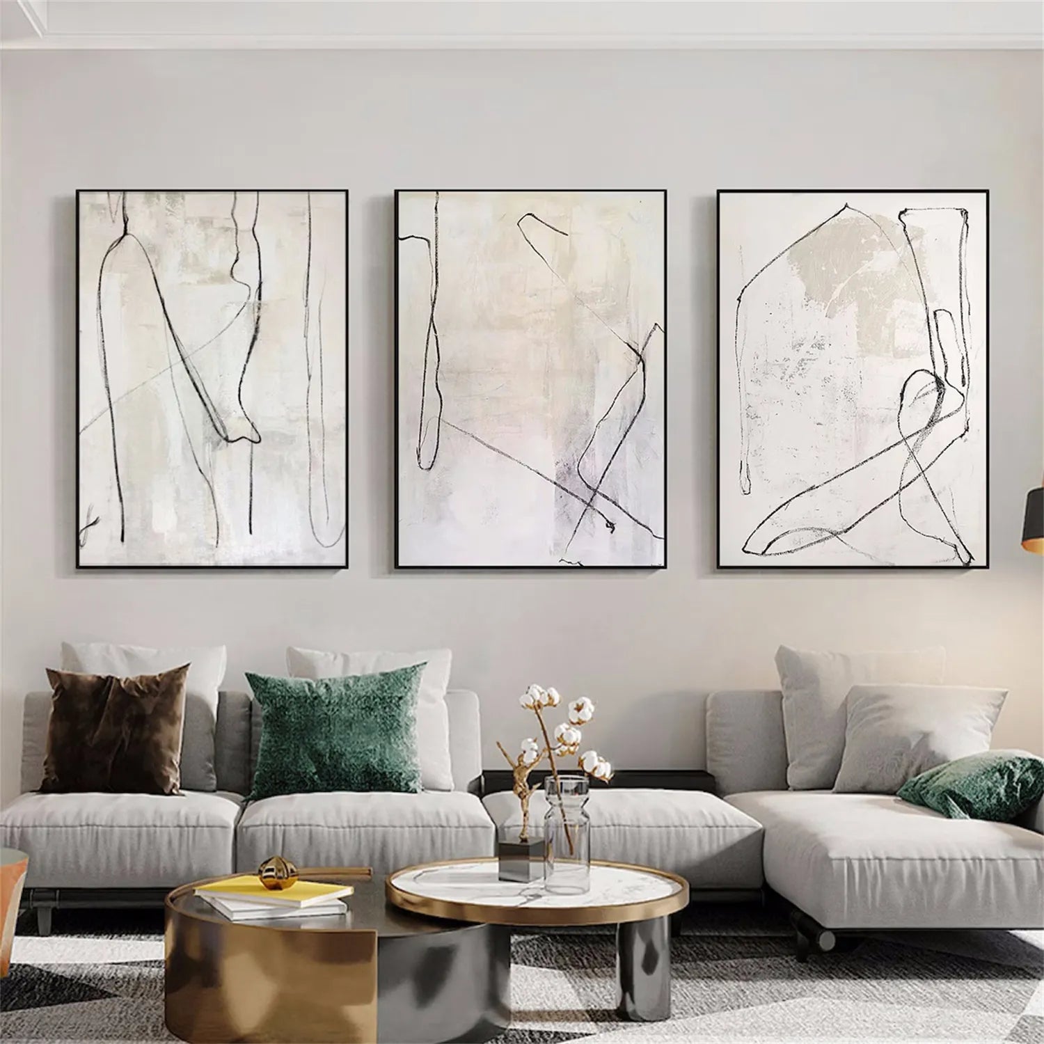 Abstract Painting Set of 3 - Modern Wall Art Canvas Prints for Living Room, Bedroom & Office Decor #AB210 | Perfect for Home Styling and Gift Giving