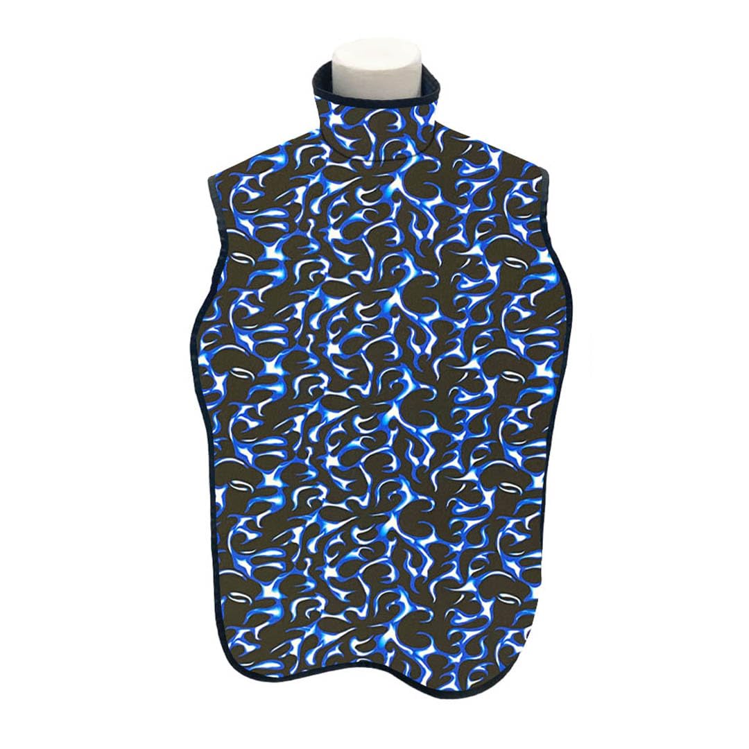 Dental Lead Apron with Thyroid Shield - .25mm Economy Lead Protection - Hook & Loop Closure - One Size Fits All - Made in USA (Blue Flame) - Perfect for X-Ray, Dental Exams & Medical Procedures