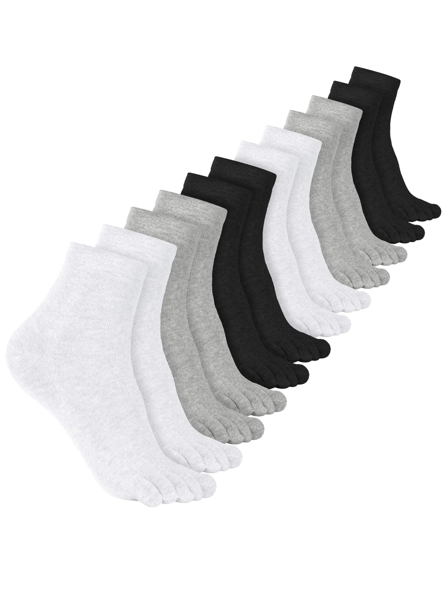 Bencailor 6 Pairs Women's Cotton Breathable Toe Socks - Compression Crew Five Toe Socks for Women & Men - Perfect for Running, Yoga, and Athletic Activities
