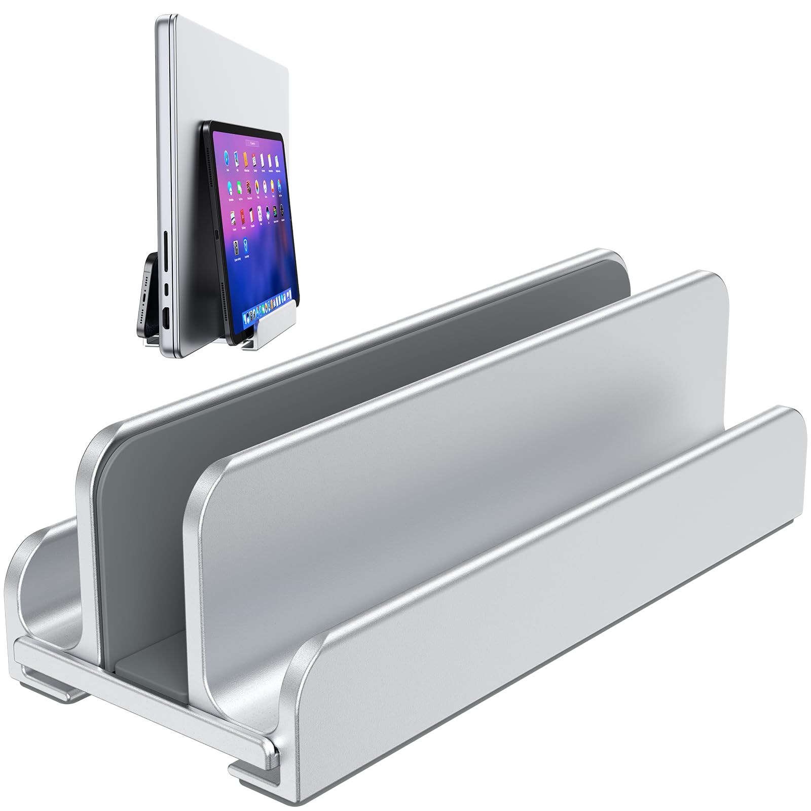 Aluminum Vertical Laptop Stand - Adjustable 3-in-1 Ergonomic Holder for MacBook Pro/Air, Dell, HP, Lenovo (Up to 17.3