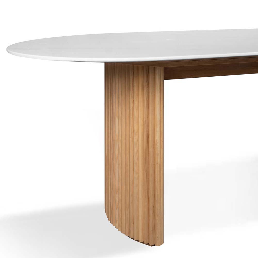FLEUR 200cm Oak & Marble Dining Table - Modern Kitchen & Dining Room Furniture for Family Gatherings & Dinner Parties