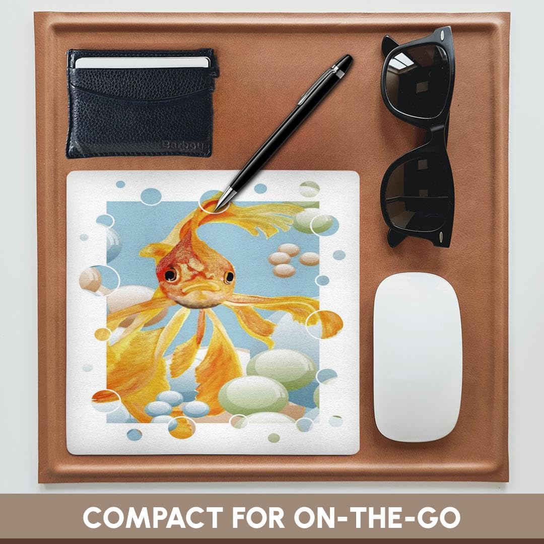 3D Rose 8x8 Inch Blowing Bubbles Goldfish Mouse Pad - Fantail, Ryukin & Fancy Goldfish Design, Non-Slip Gaming & Office Desk Mat (mp_46909_1) - Perfect for Computer Workstations, Gaming Setups & Home Offices