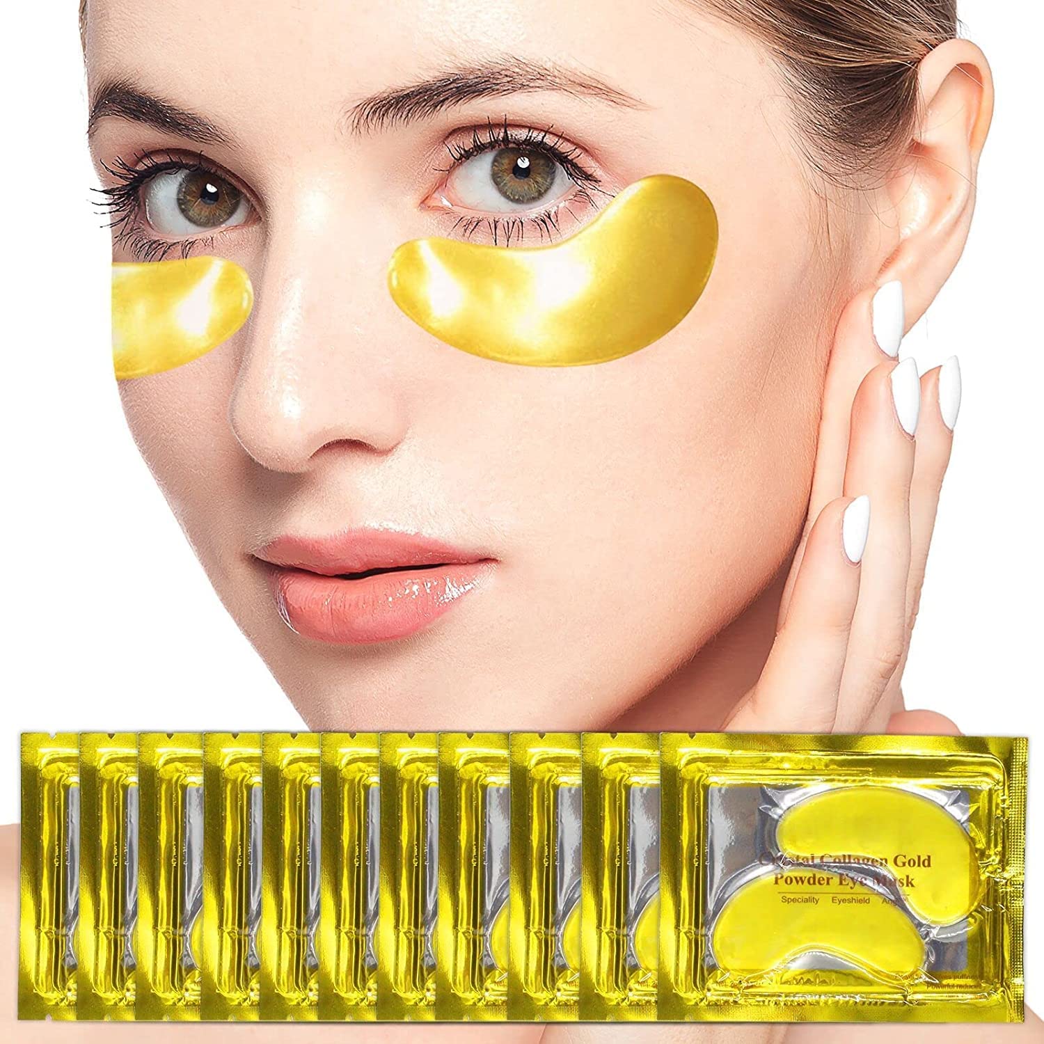 TCCO ENTERPRISE Gold Under Eye Patches (10 Pairs) - Amino Acid & Collagen Eye Mask for Dark Circles, Puffiness & Wrinkles | Hydrating Under Eye Treatment for Face Care | Perfect for Night Routine, Travel & Spa Days